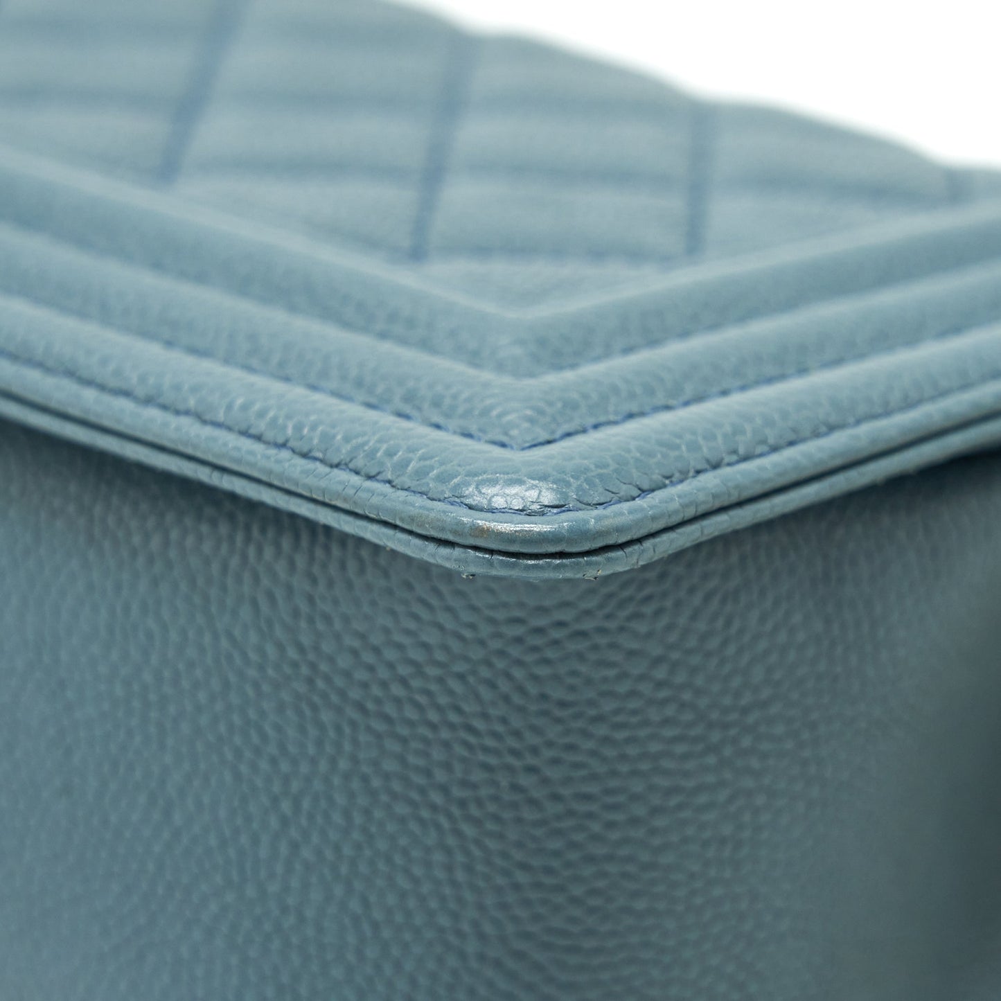 Chanel Small Boy Bag Caviar Greyish Blue Brushed