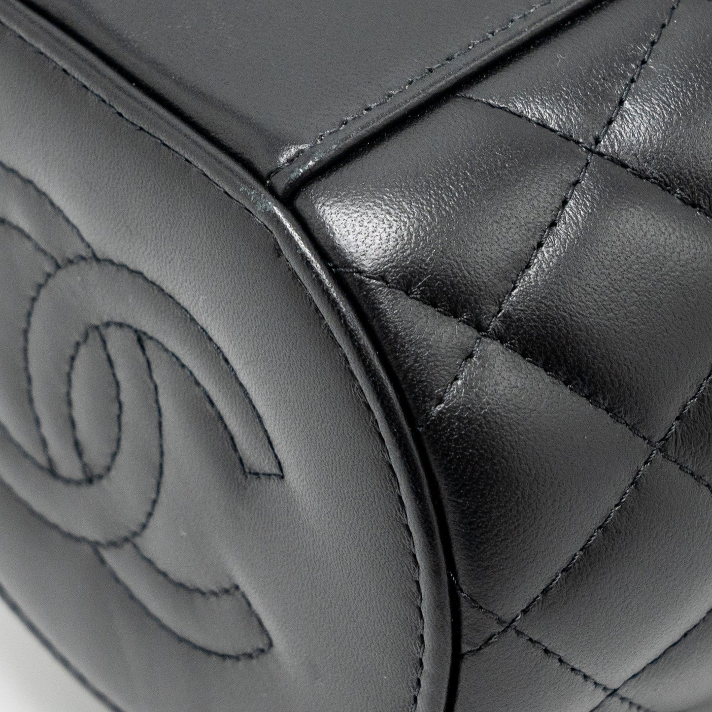 CHANEL Afternoon Tea Top Handle Vanity Case With Chain Lambskin Black  (Microchip)