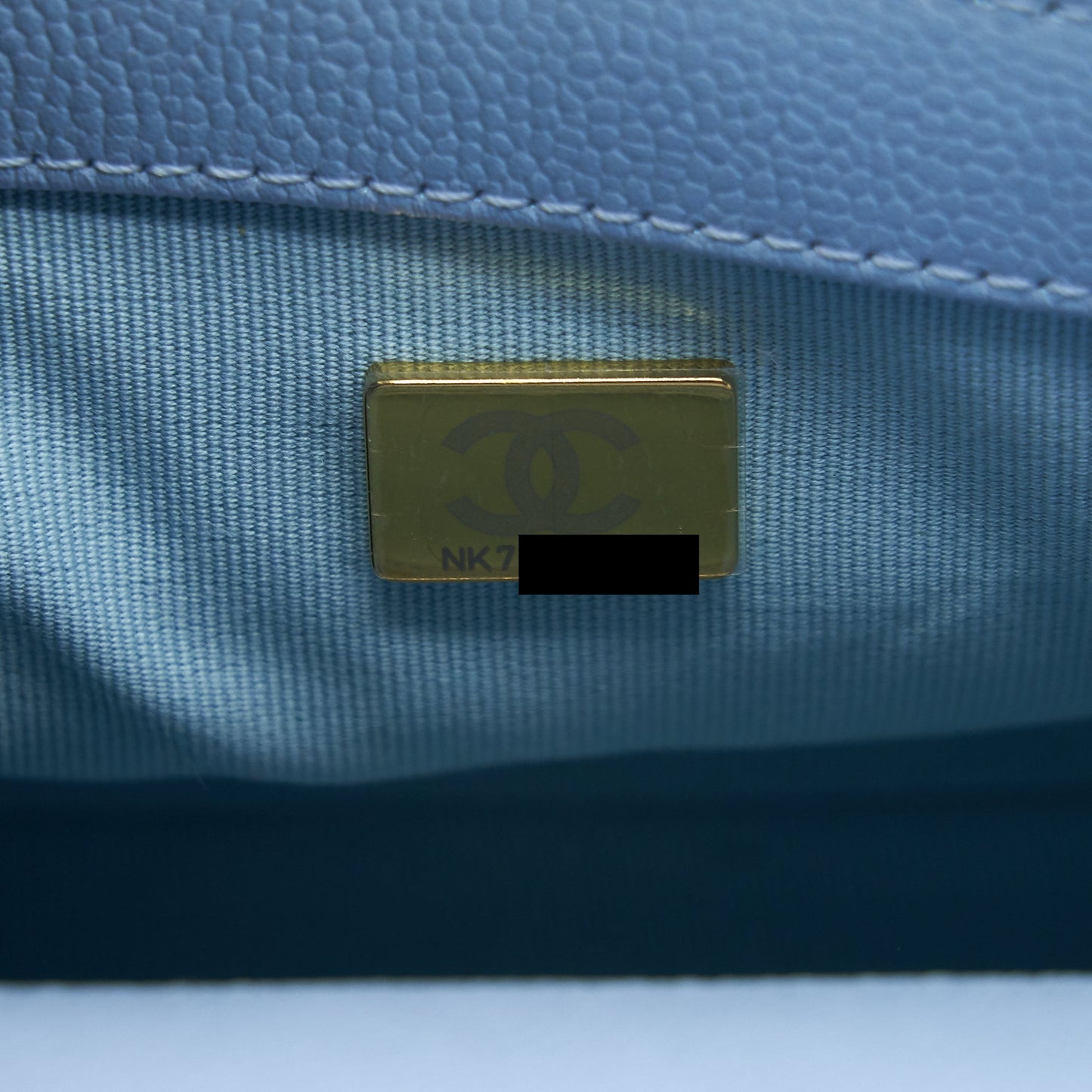 Chanel 21K My Perfect Mini Flap Bag Caviar Iridescent Light Blue