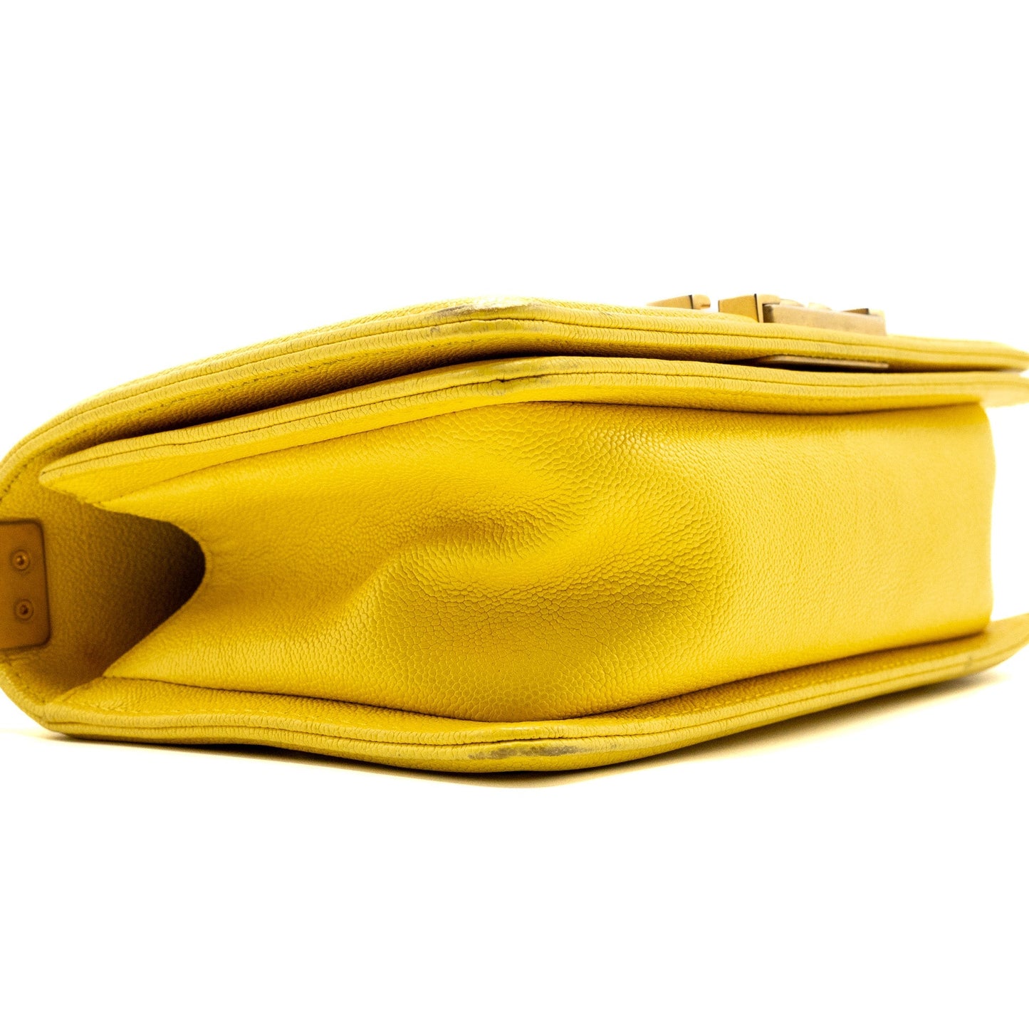Chanel Small Boy Bag Grain Calfskin Yellow