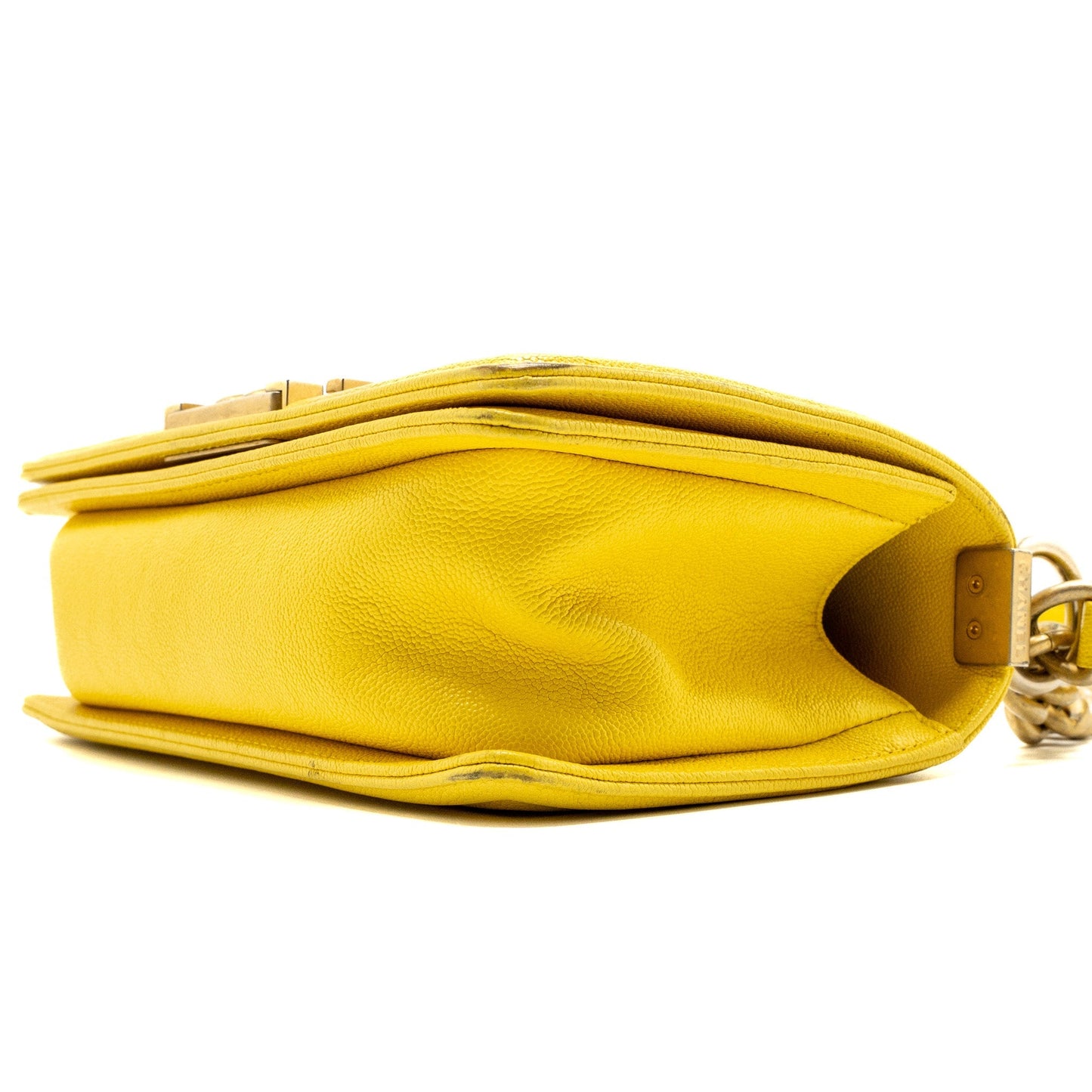 Chanel Small Boy Bag Grain Calfskin Yellow