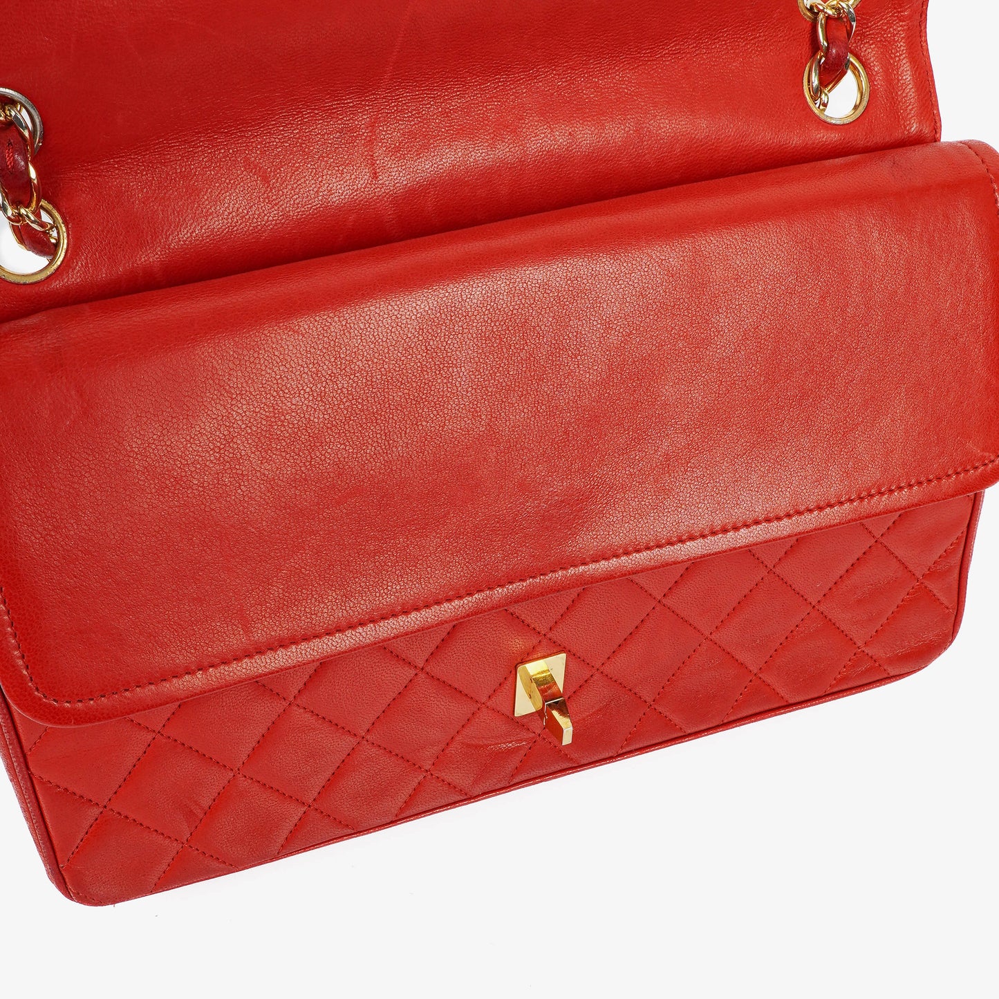 Chanel  Classic Medium Double Flap Bag in Quilted Red Lambskin with 24-karat Gold-Plated Hardware