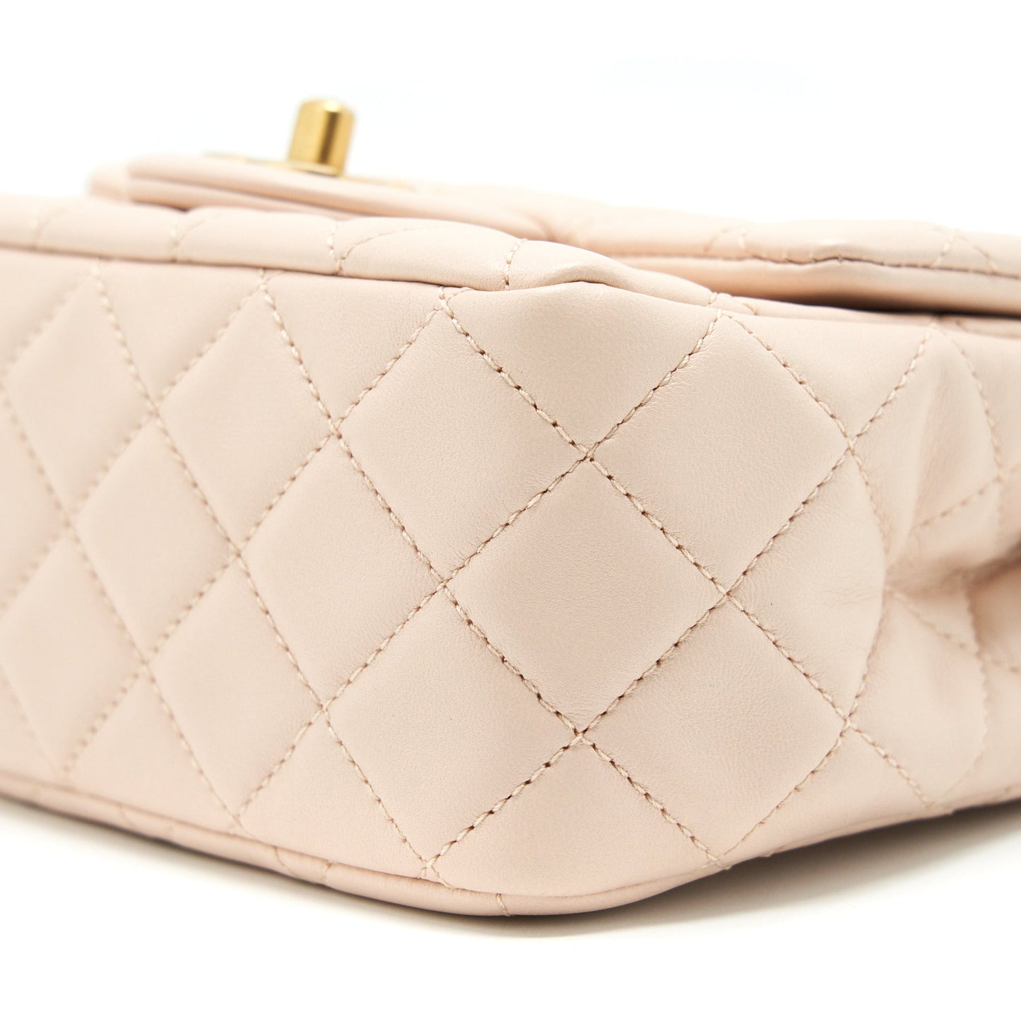 Chanel 22C Pearl Crush Mini Square Flap Bag Lambskin Light Pink