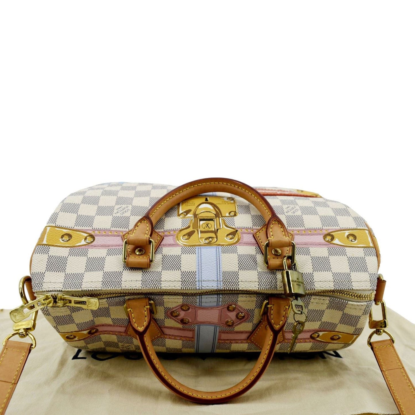 LOUIS VUITTON Summer Trunks  Damier Azur Satchel Shoulder Bag White