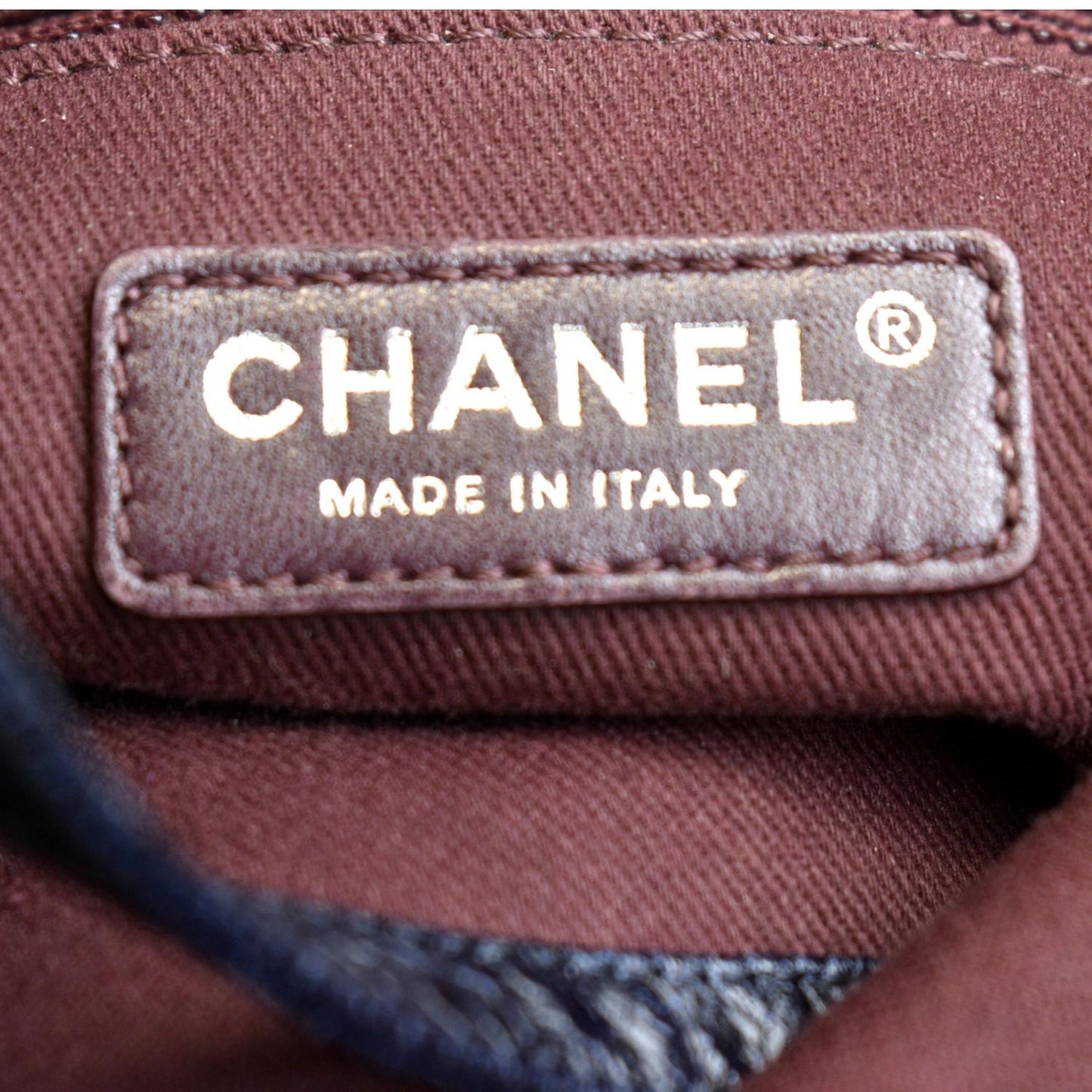 CHANEL Glazed Aged Calfskin Distressed Tote Shoulder Bag Blue