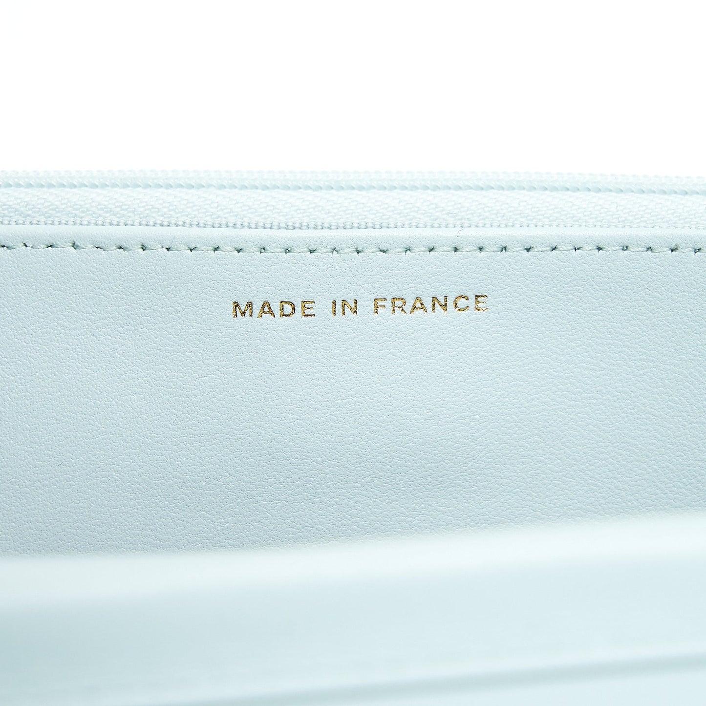 Chanel Ribbon Wallet on chain lambskin light blue L