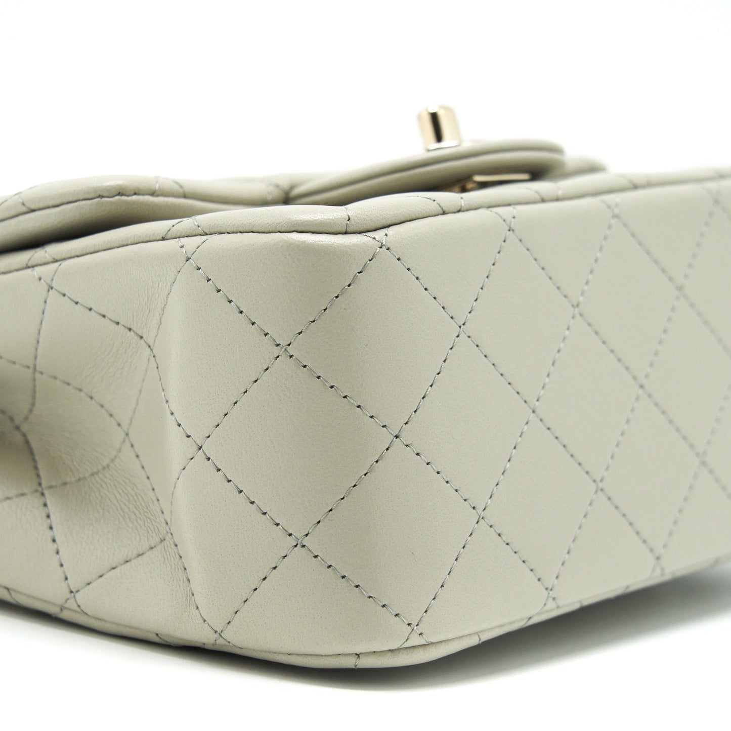 Chanel 22C Mini Square Flap Bag Lambskin Light Grey L