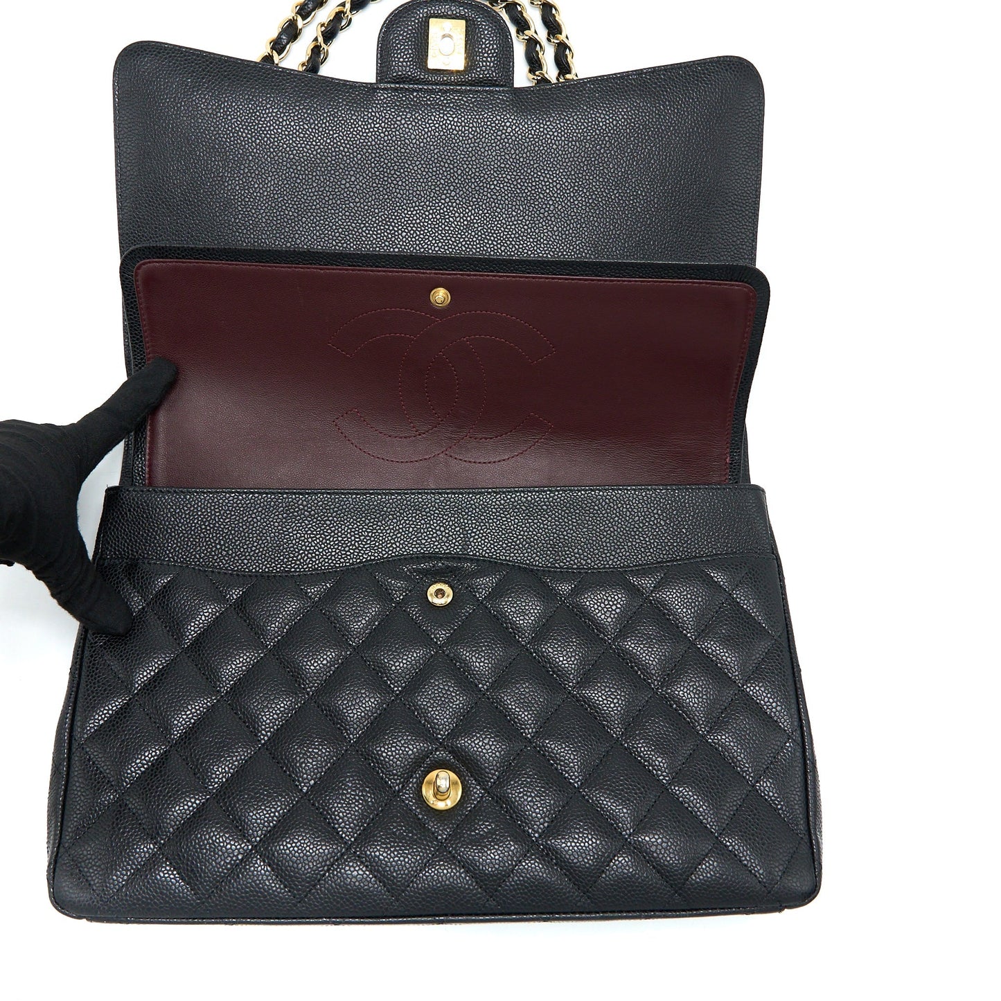 Chanel Maxi Classic Double Flap Bag Caviar Black