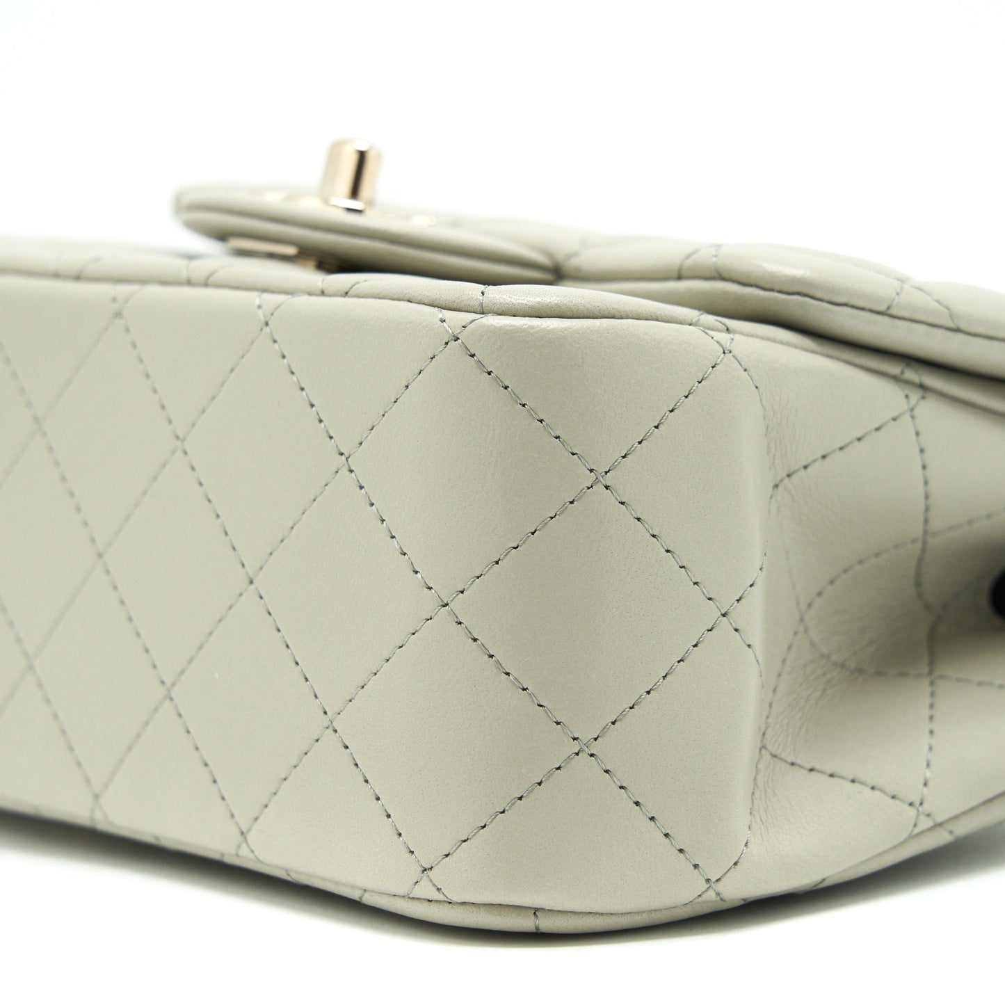 Chanel 22C Mini Square Flap Bag Lambskin Light Grey L