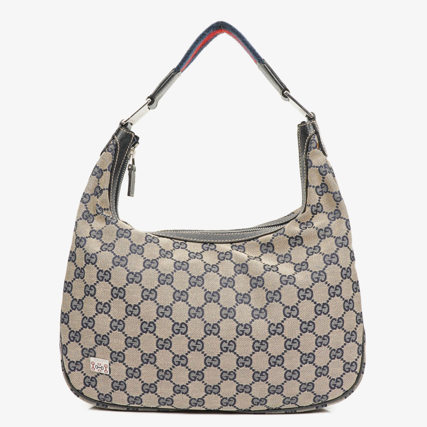 Gucci Monogram Canvas Beige/Navy Medium Pop Hobo Bag