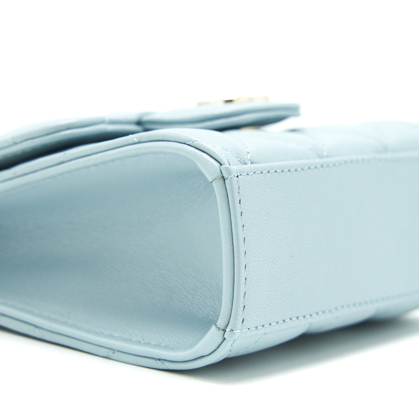 Chanel 22P top Handle Mini Vanity on Chain Lambskin light blue L