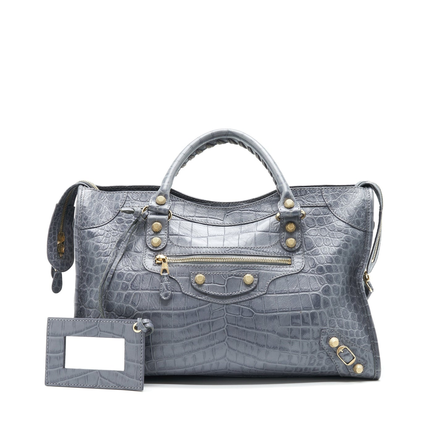 Balenciaga Medium Embossed Calfskin Purse in Grey