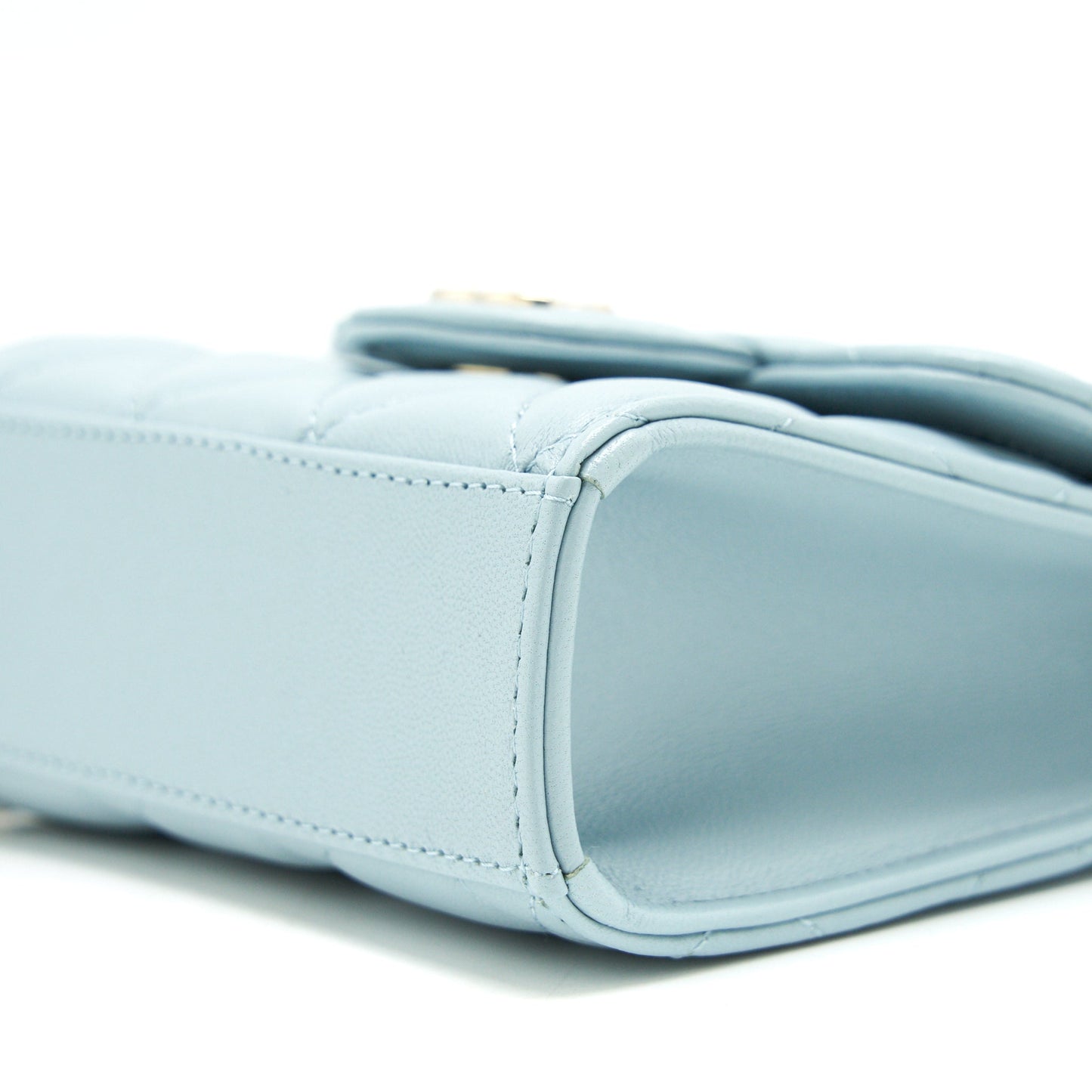 Chanel 22P top Handle Mini Vanity on Chain Lambskin light blue L