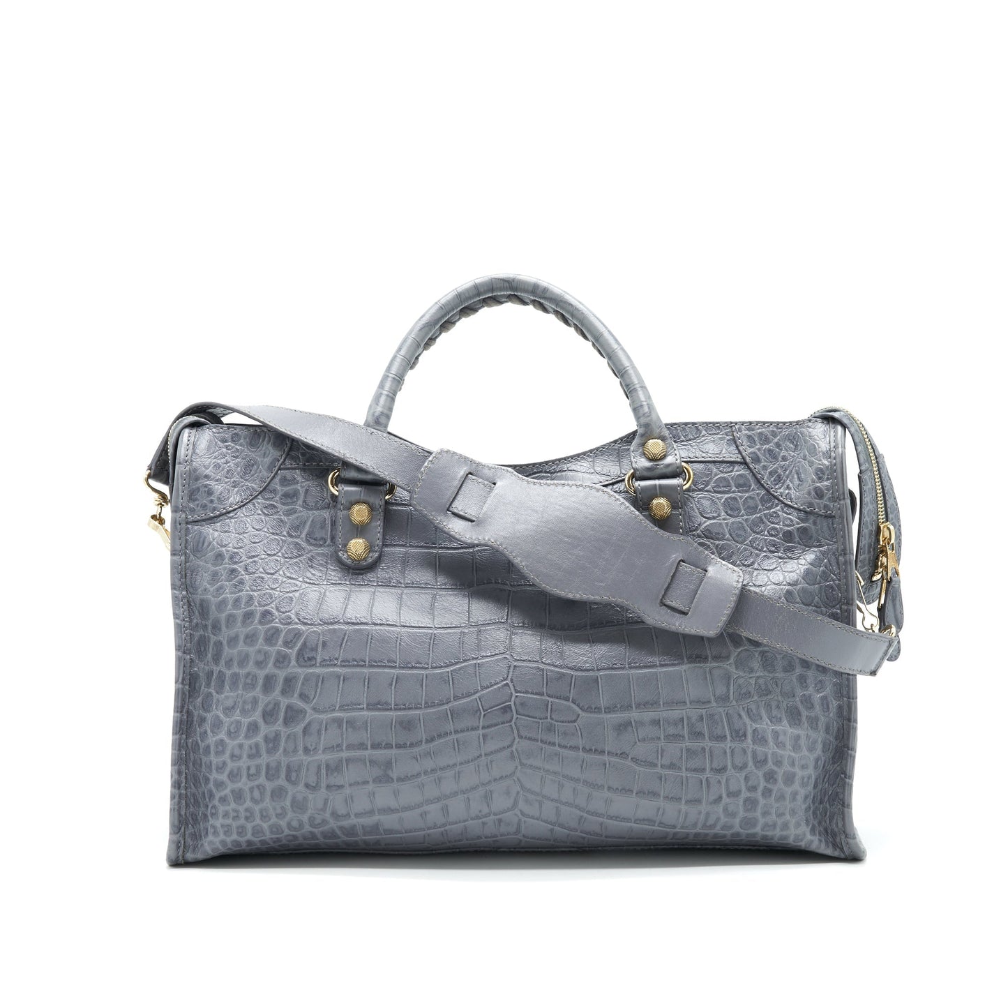 Balenciaga Medium Embossed Calfskin Purse in Grey