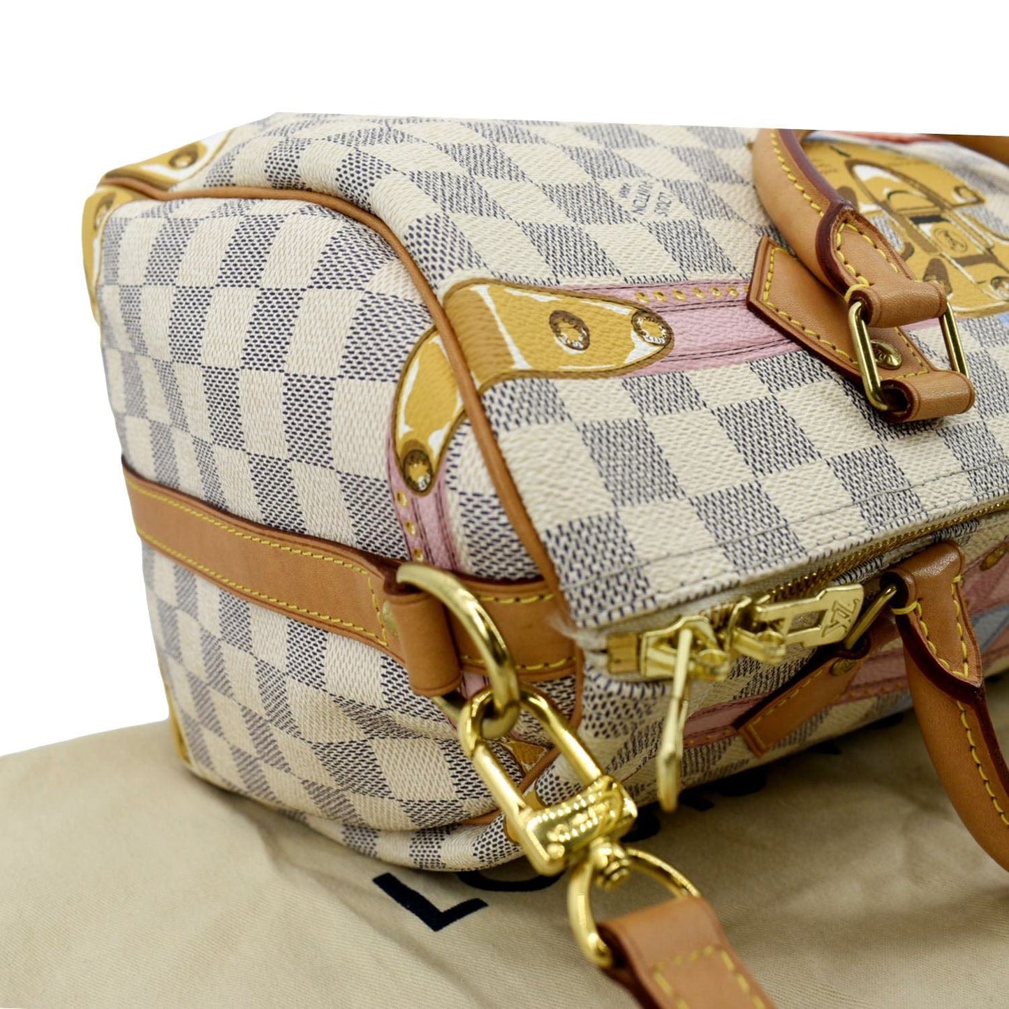 LOUIS VUITTON Summer Trunks  Damier Azur Satchel Shoulder Bag White