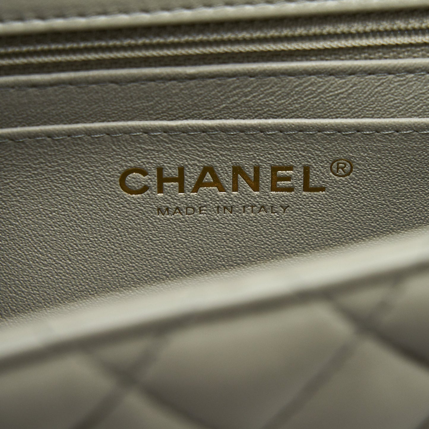 Chanel 22C Mini Square Flap Bag Lambskin Light Grey L