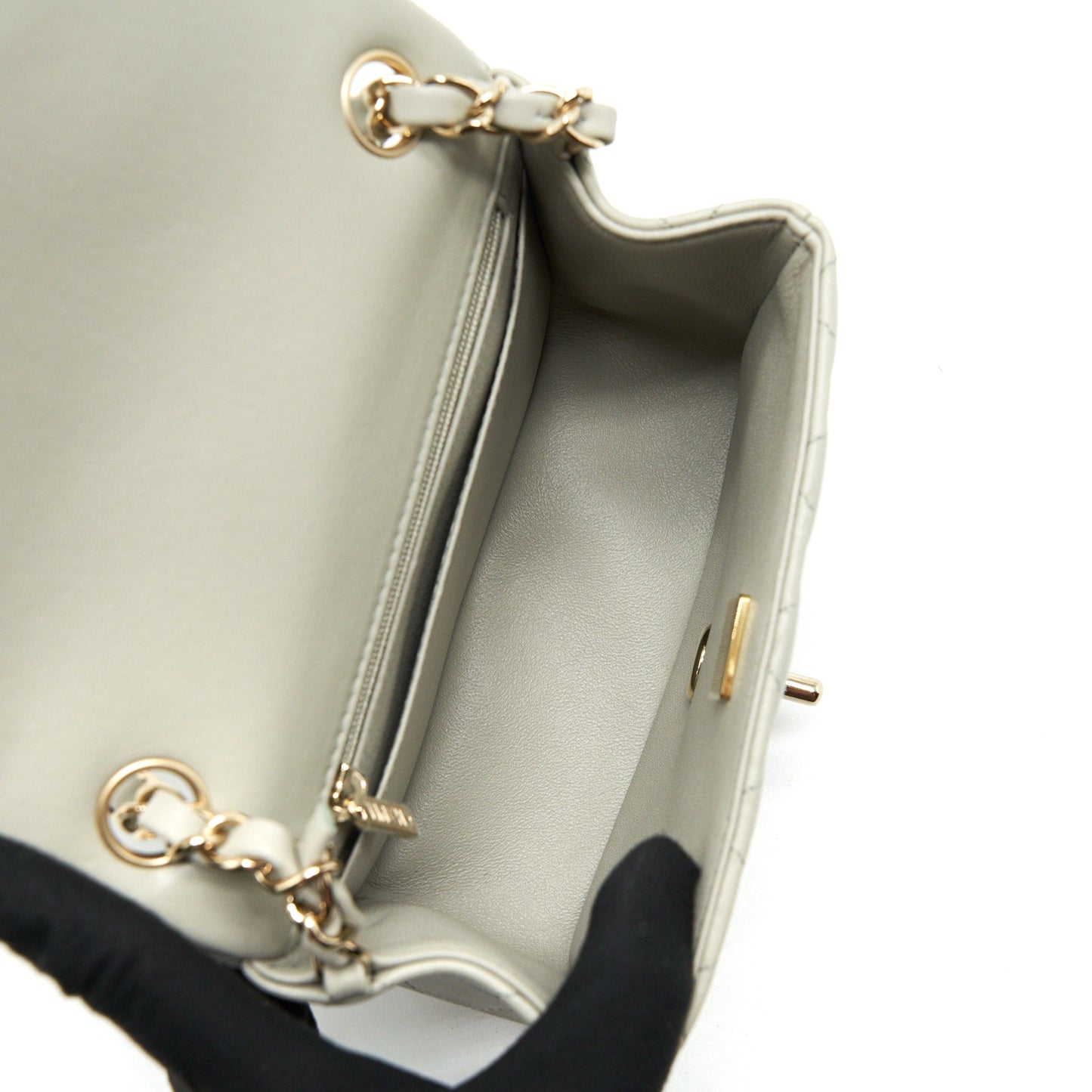 Chanel 22C Mini Square Flap Bag Lambskin Light Grey L