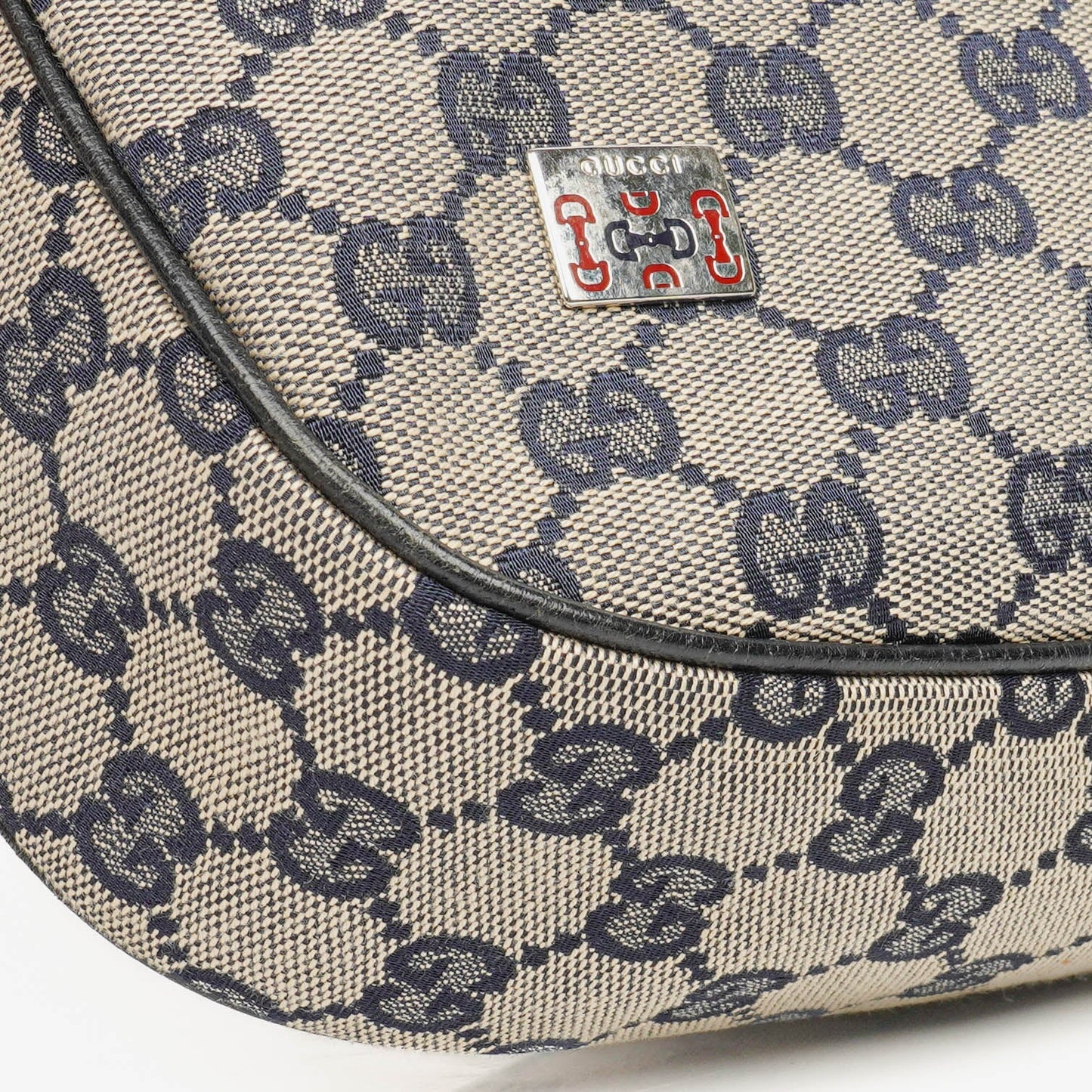 Gucci Monogram Canvas Beige/Navy Medium Pop Hobo Bag