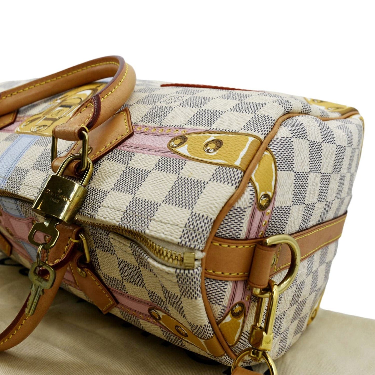 LOUIS VUITTON Summer Trunks  Damier Azur Satchel Shoulder Bag White