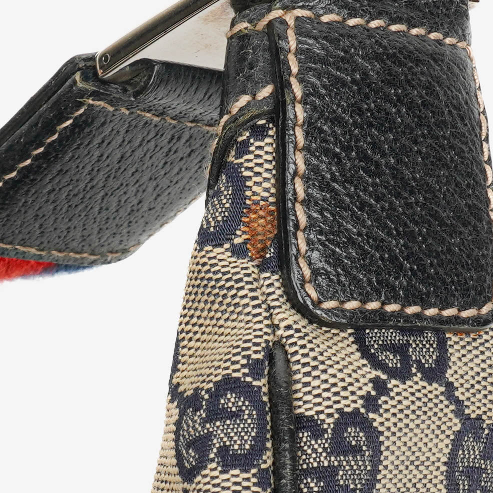 Gucci Monogram Canvas Beige/Navy Medium Pop Hobo Bag