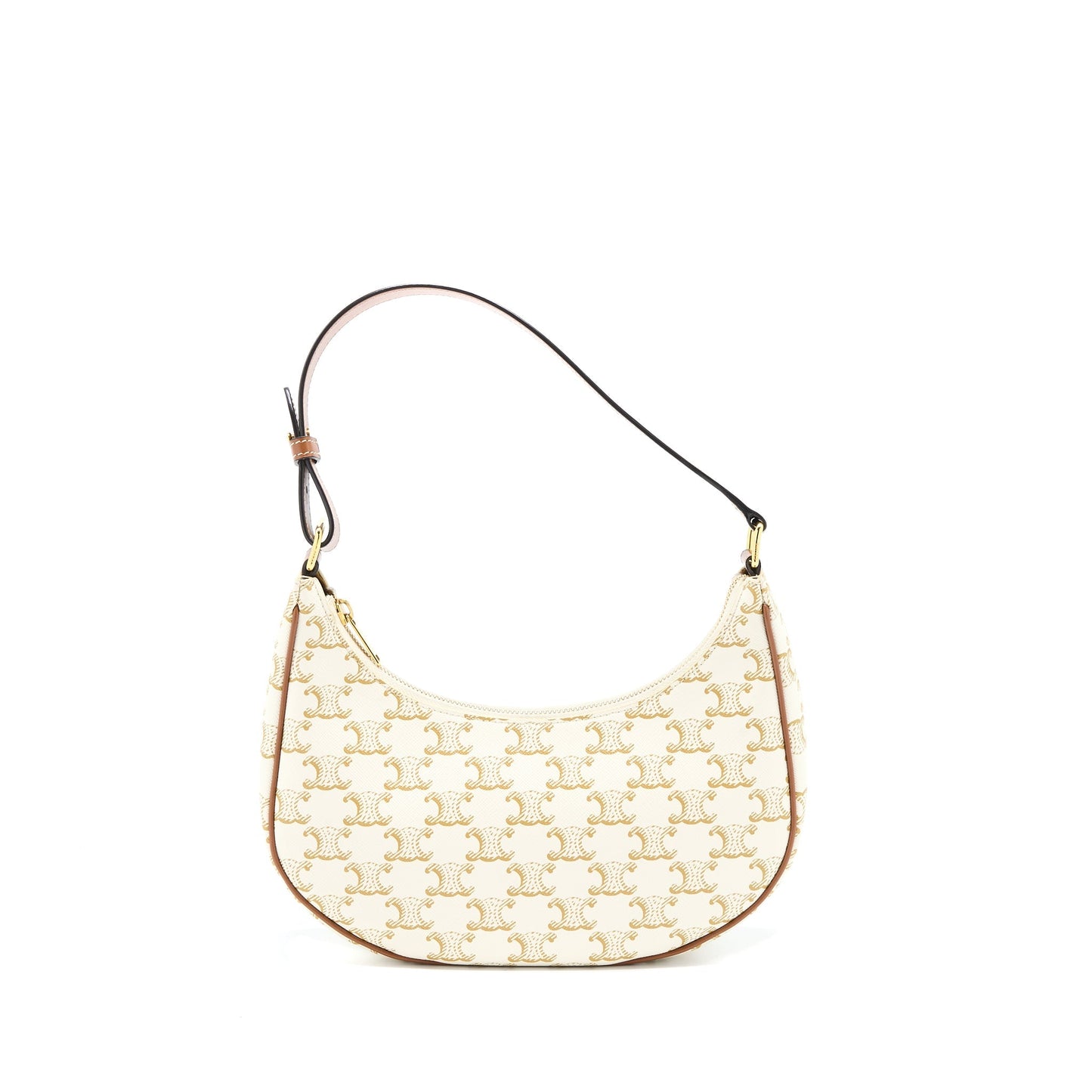 Celine Ava Purse In Triomphe Canvas And Calfskin White