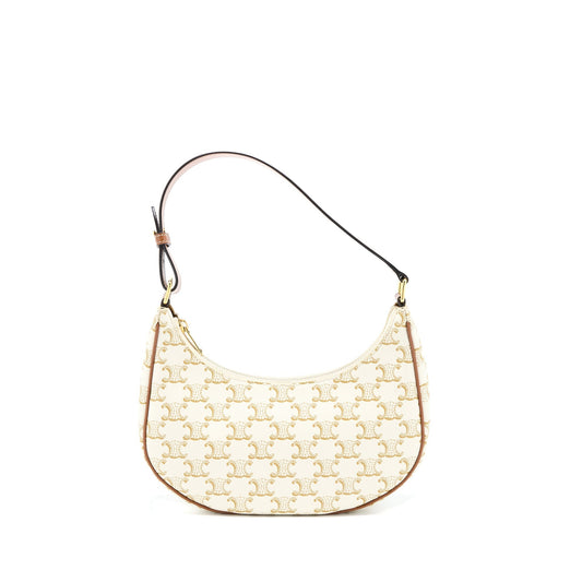 Celine Ava Purse In Triomphe Canvas And Calfskin White