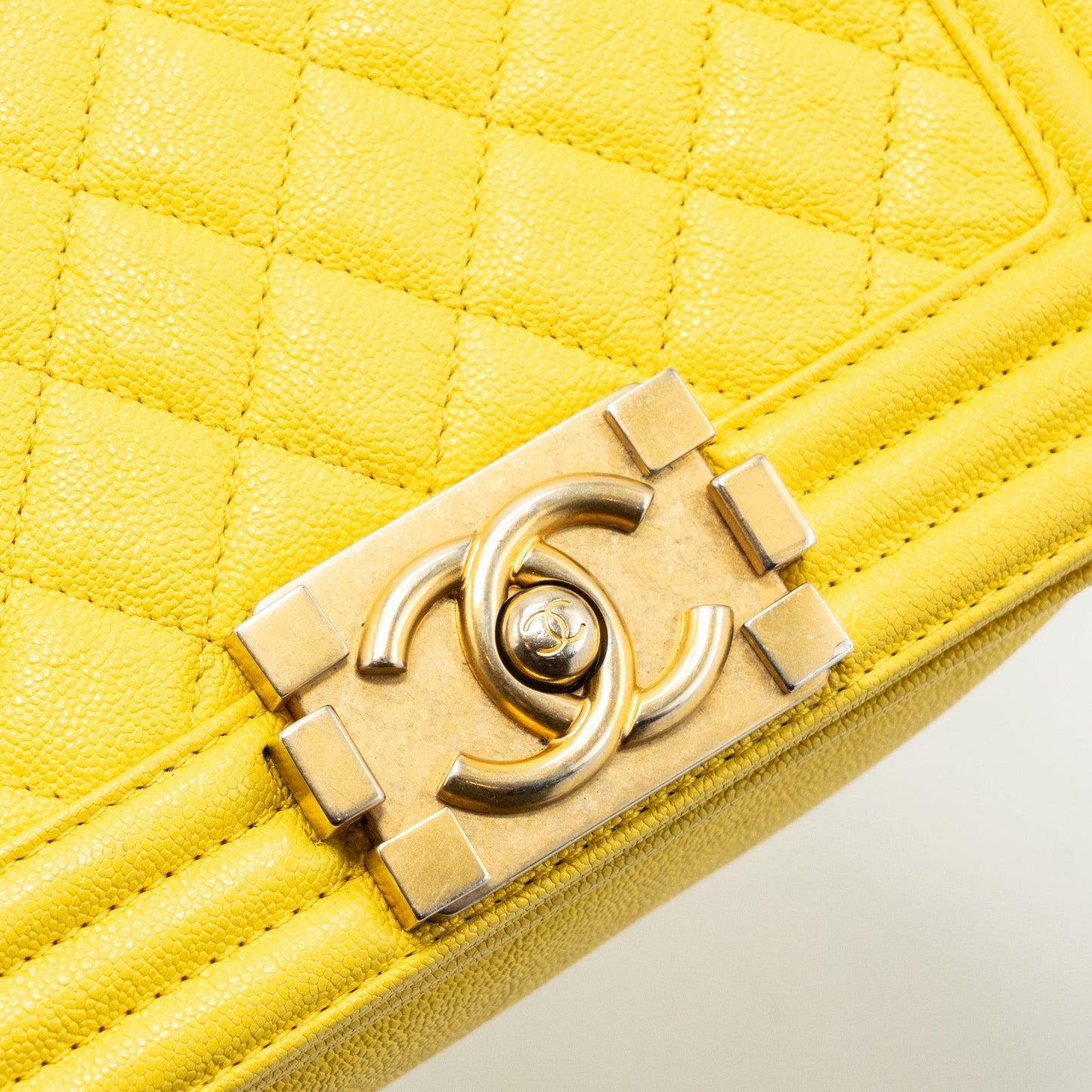 Chanel Small Boy Bag Grain Calfskin Yellow