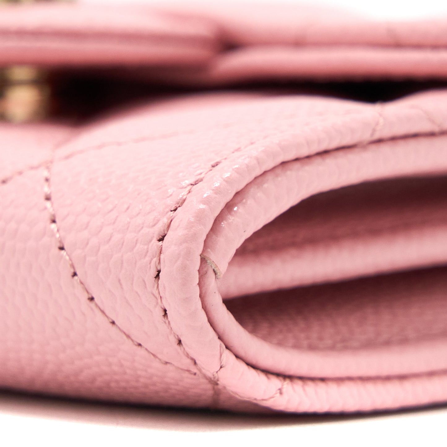 Chanel 22C Flap Card Holder with Chain Caviar Pink L