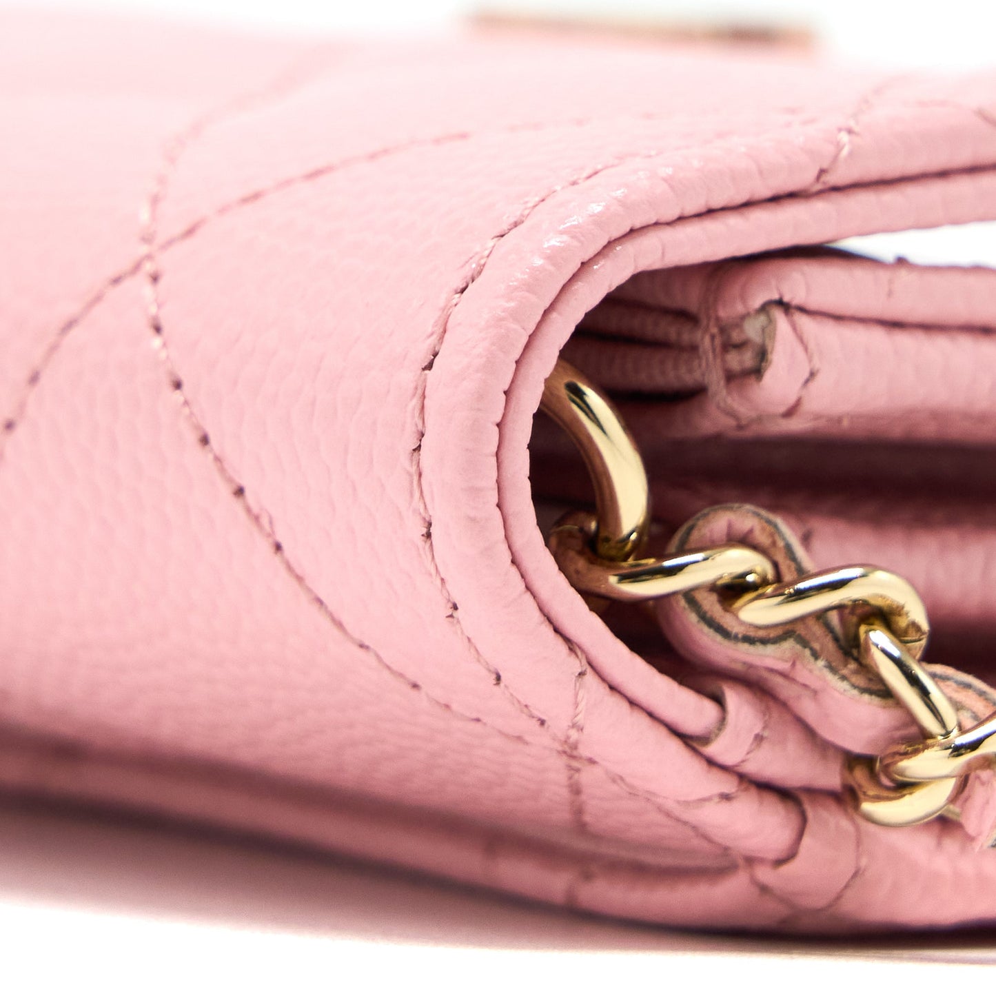 Chanel 22C Flap Card Holder with Chain Caviar Pink L