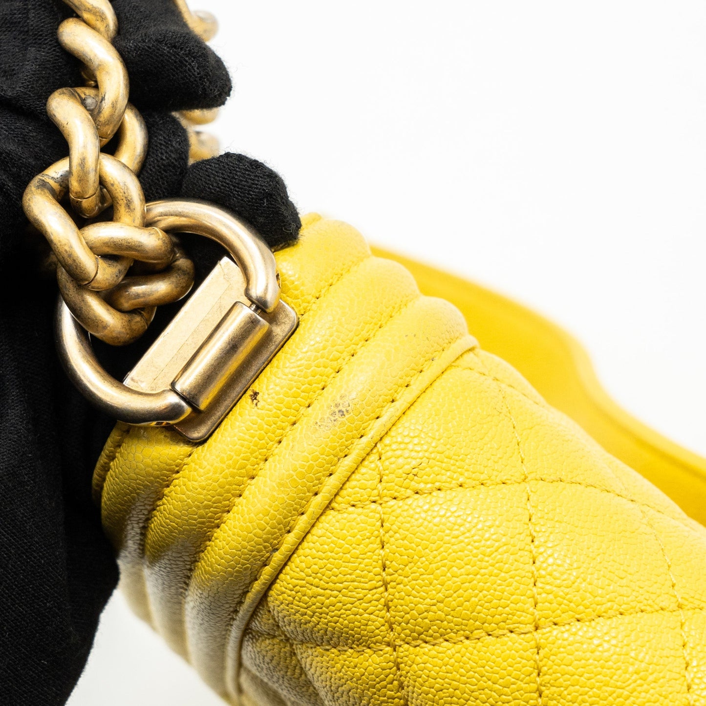 Chanel Small Boy Bag Grain Calfskin Yellow