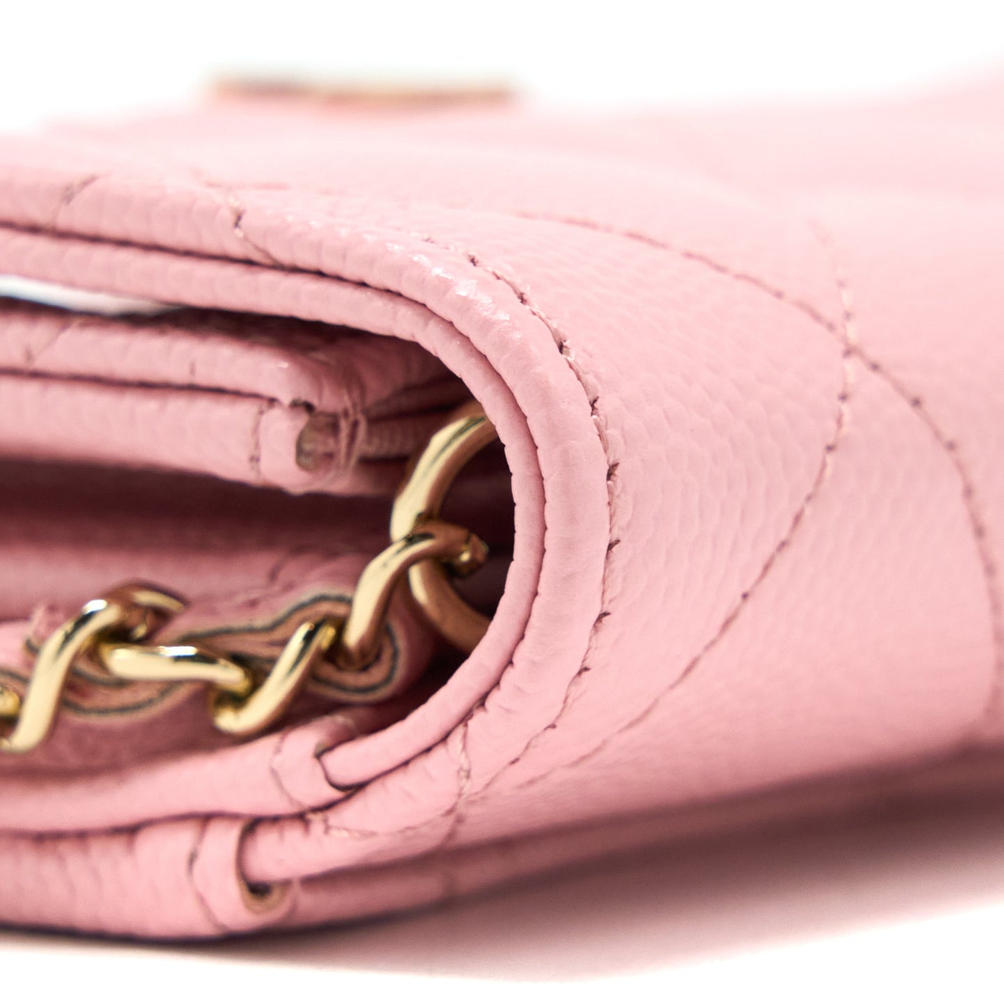 Chanel 22C Flap Card Holder with Chain Caviar Pink L