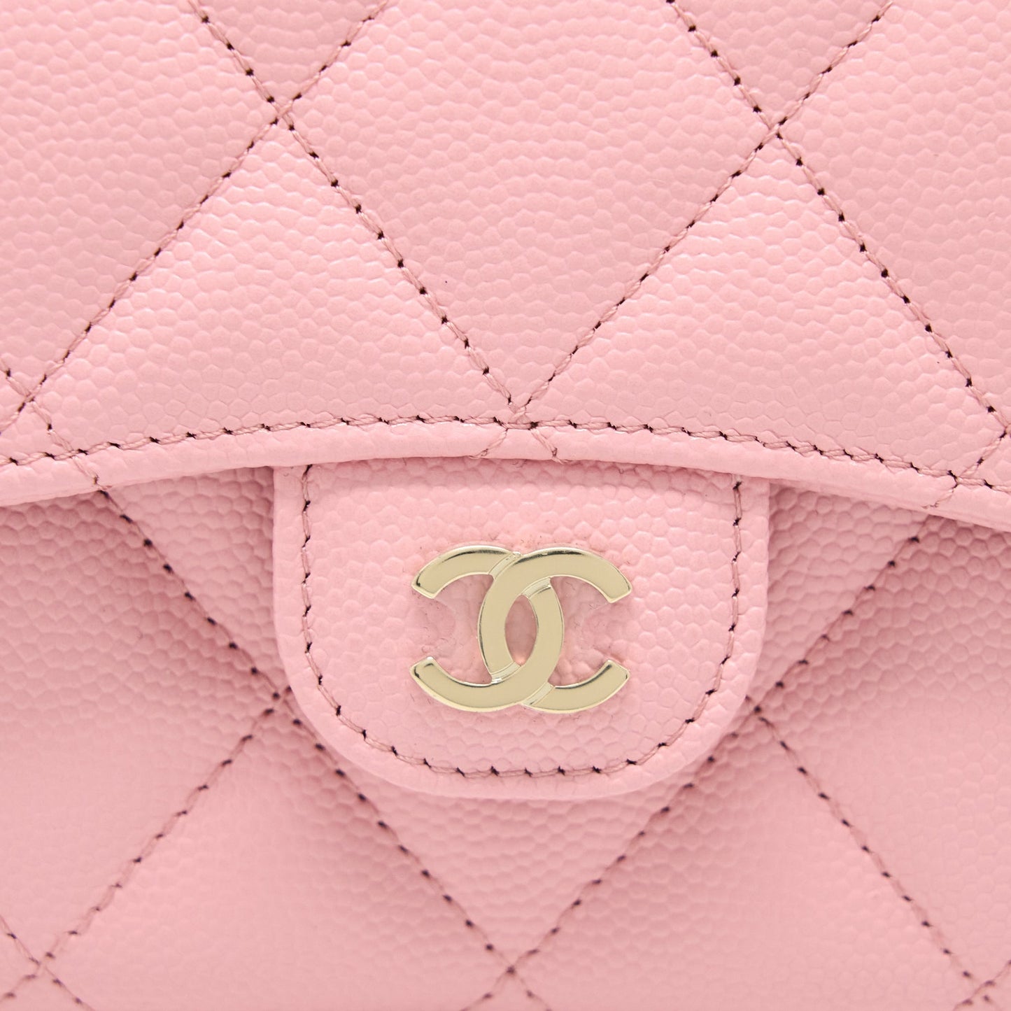 Chanel 22C Flap Card Holder with Chain Caviar Pink L