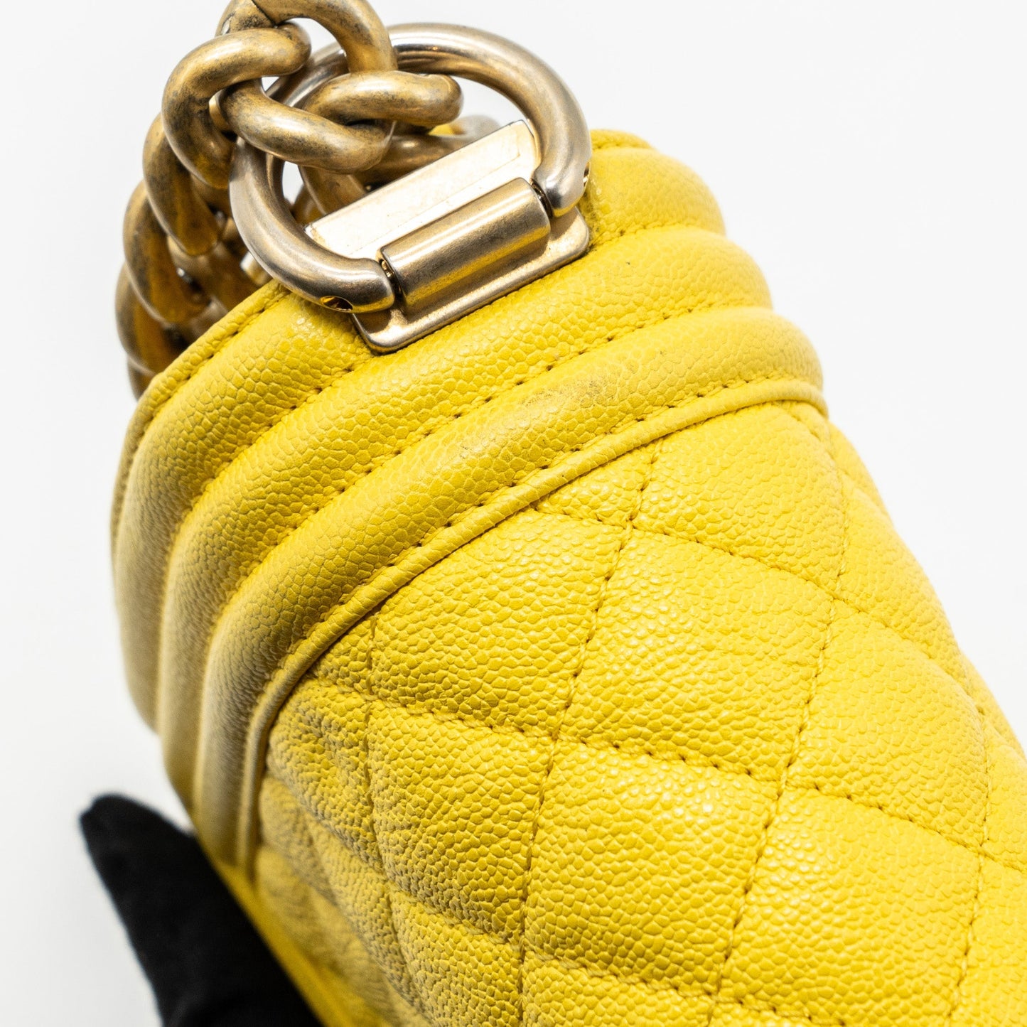 Chanel Small Boy Bag Grain Calfskin Yellow