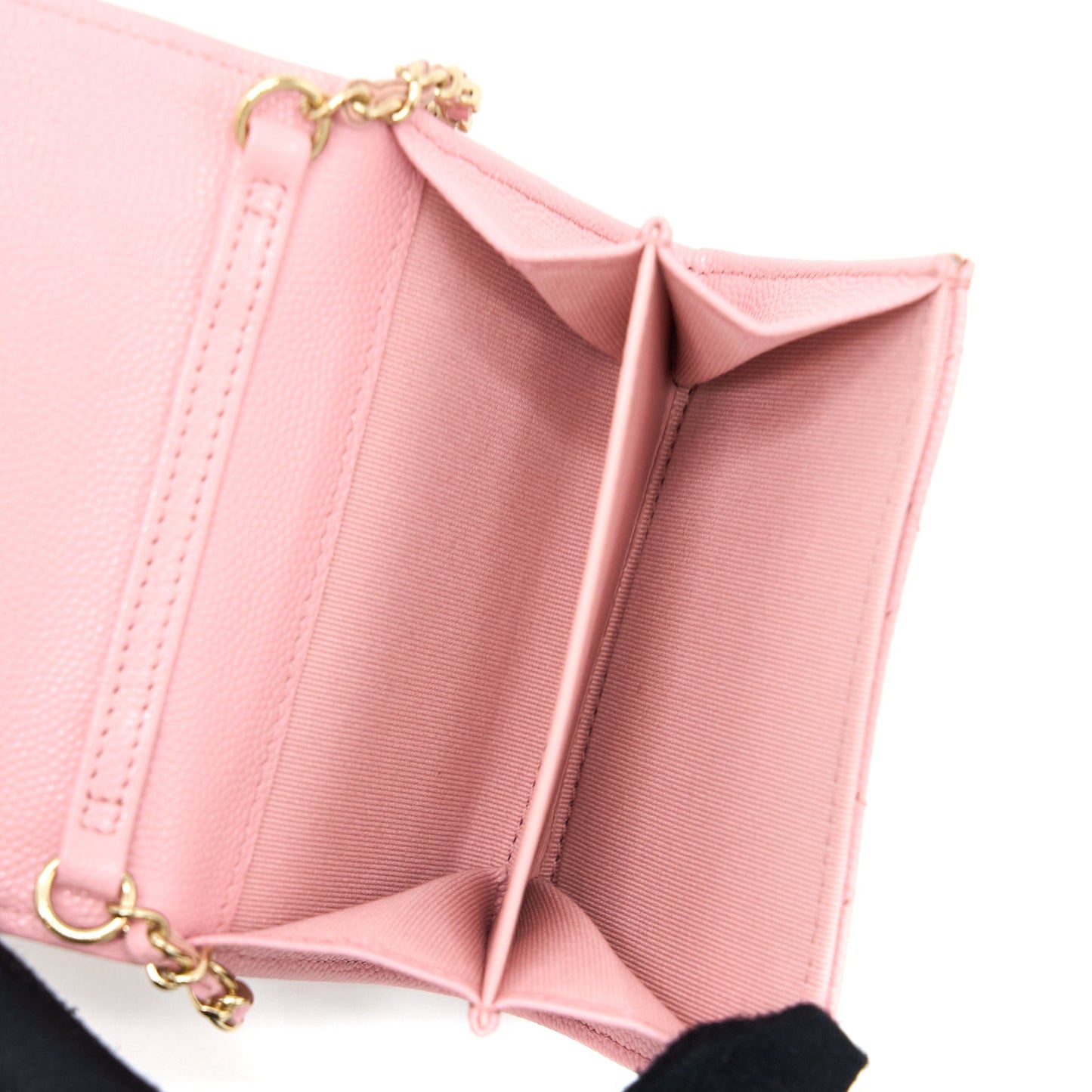 Chanel 22C Flap Card Holder with Chain Caviar Pink L