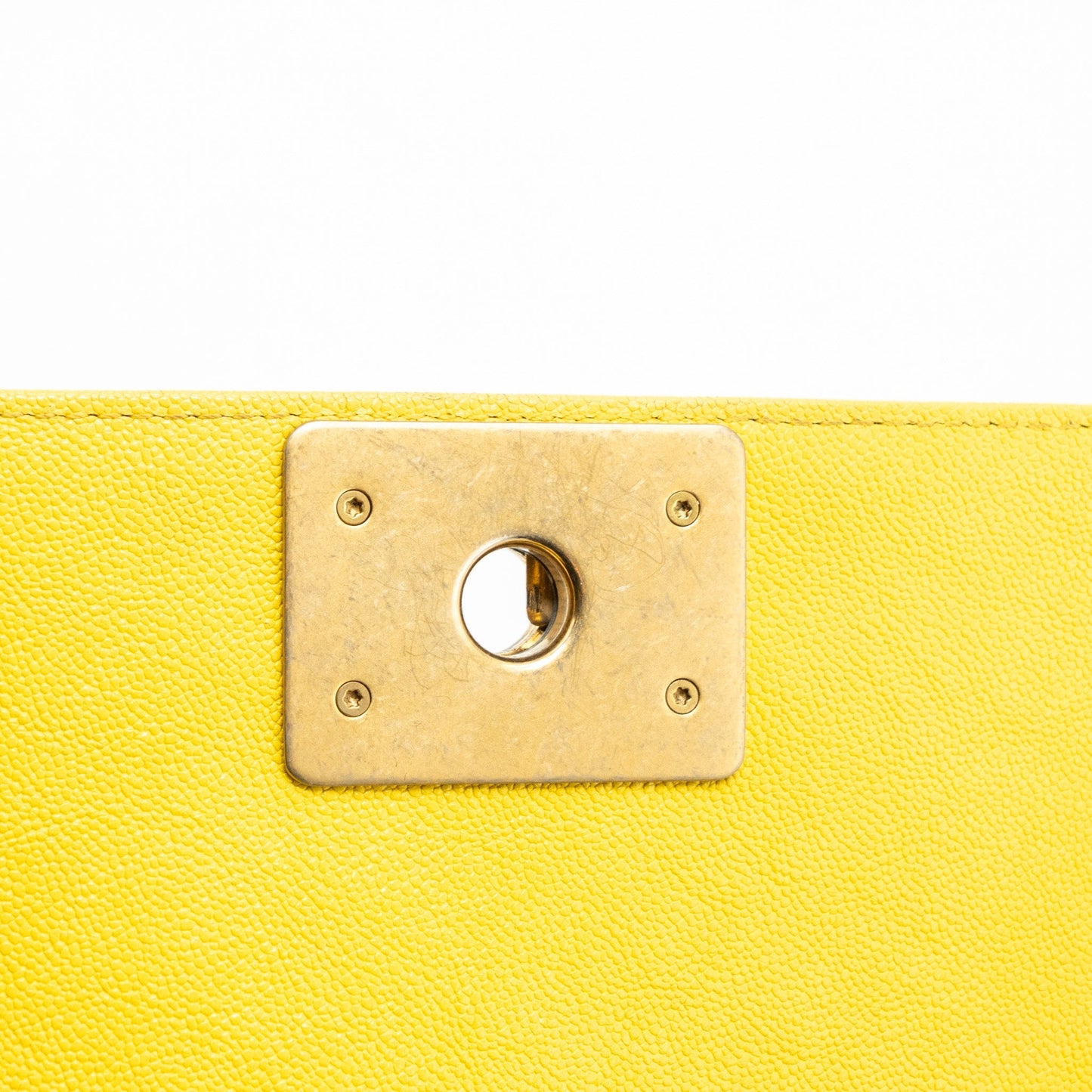 Chanel Small Boy Bag Grain Calfskin Yellow