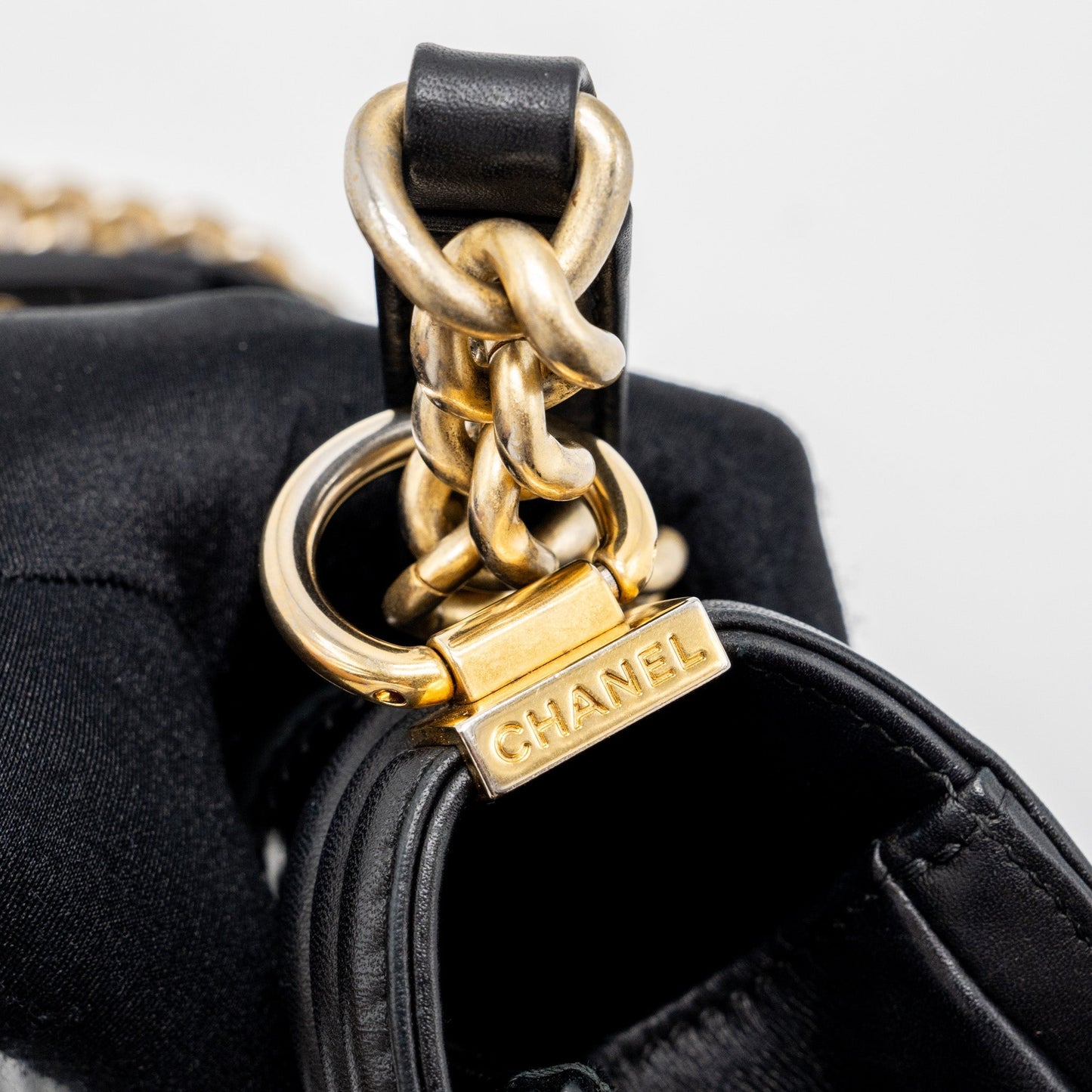 Chanel Medium Boy Bag Chevron Calfskin Black