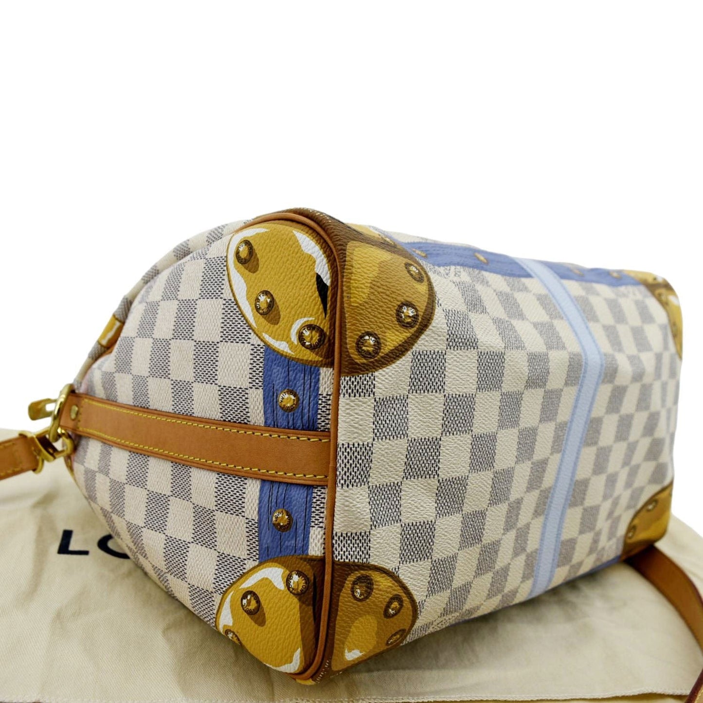LOUIS VUITTON Summer Trunks  Damier Azur Satchel Shoulder Bag White