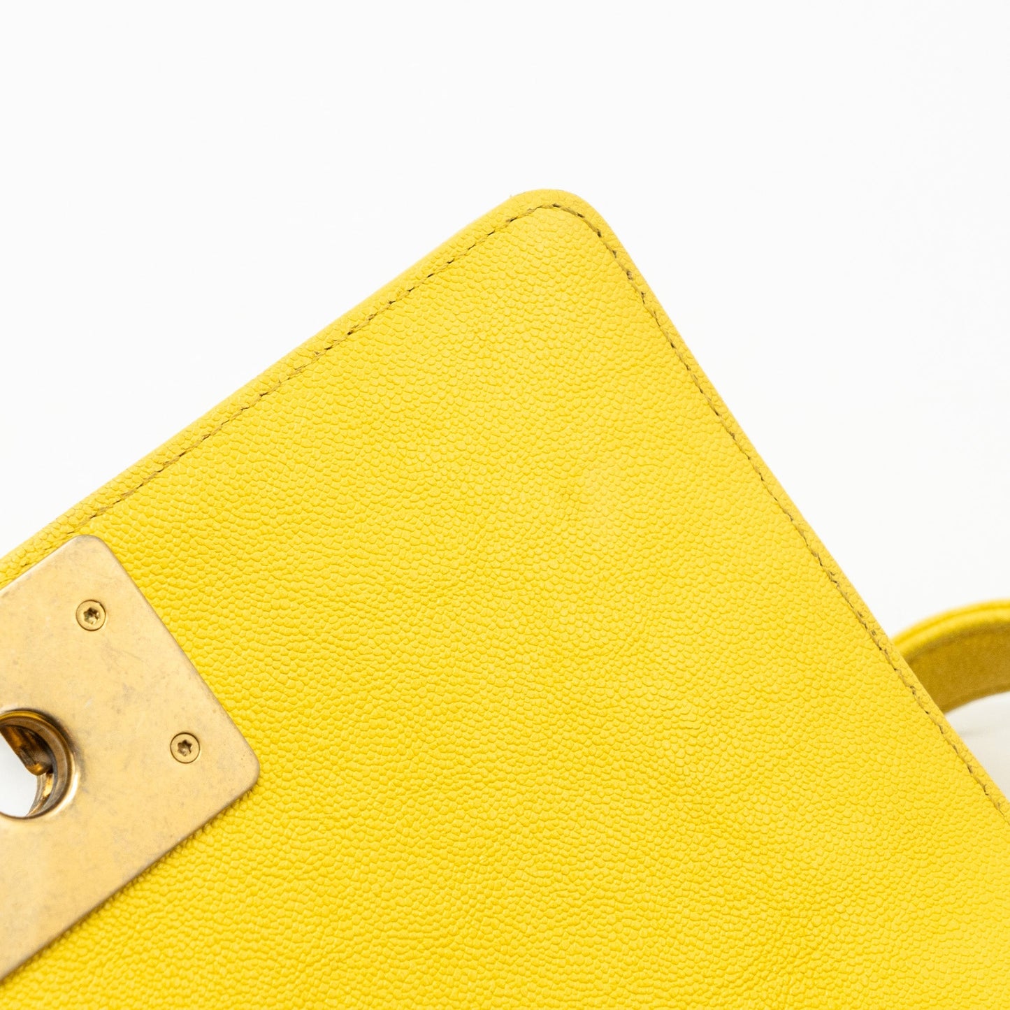Chanel Small Boy Bag Grain Calfskin Yellow