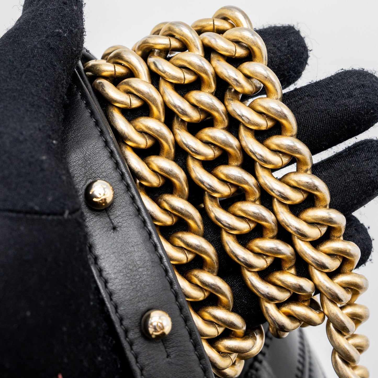 Chanel Medium Boy Bag Chevron Calfskin Black