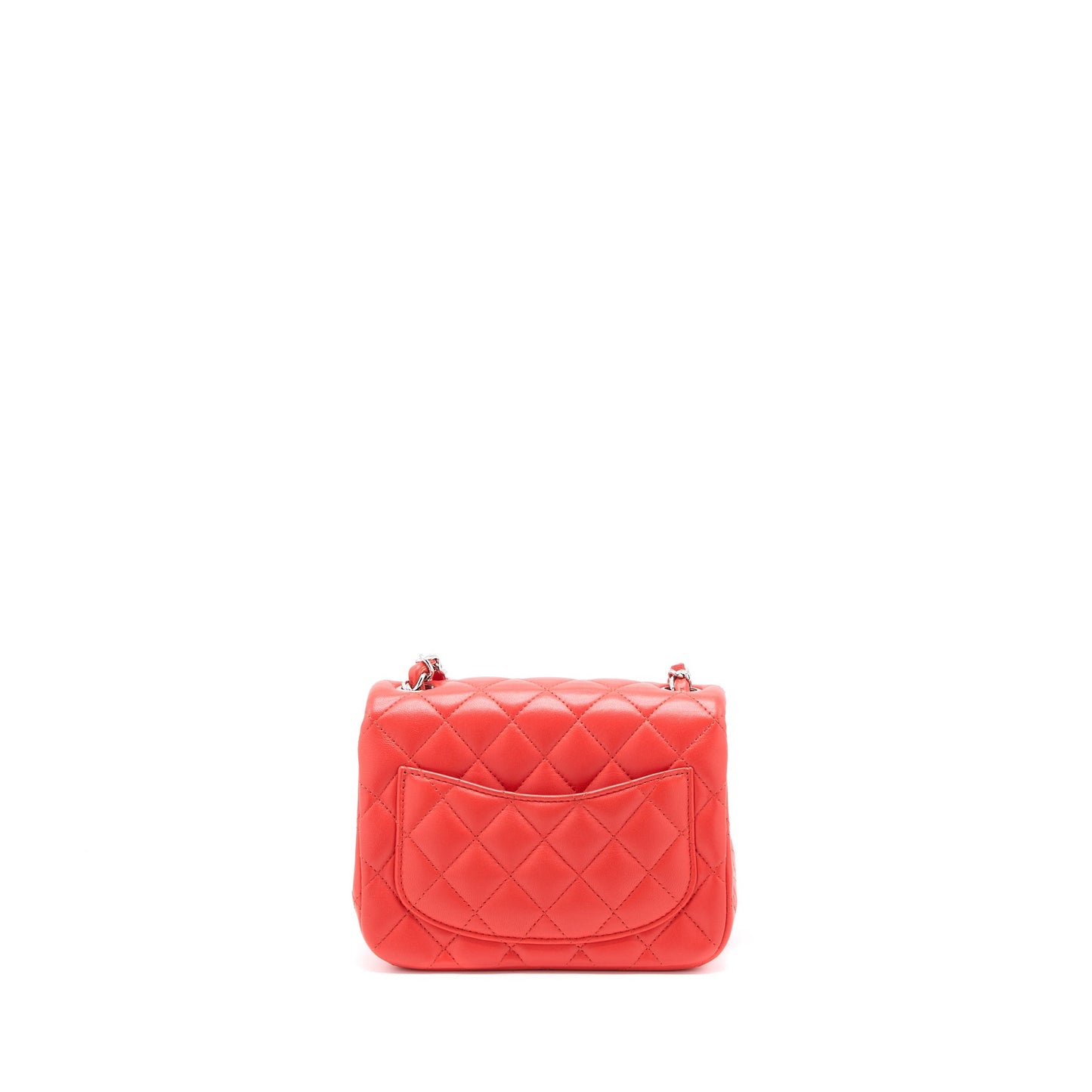 Chanel Mini Square Flap Bag Lambskin Orange Red