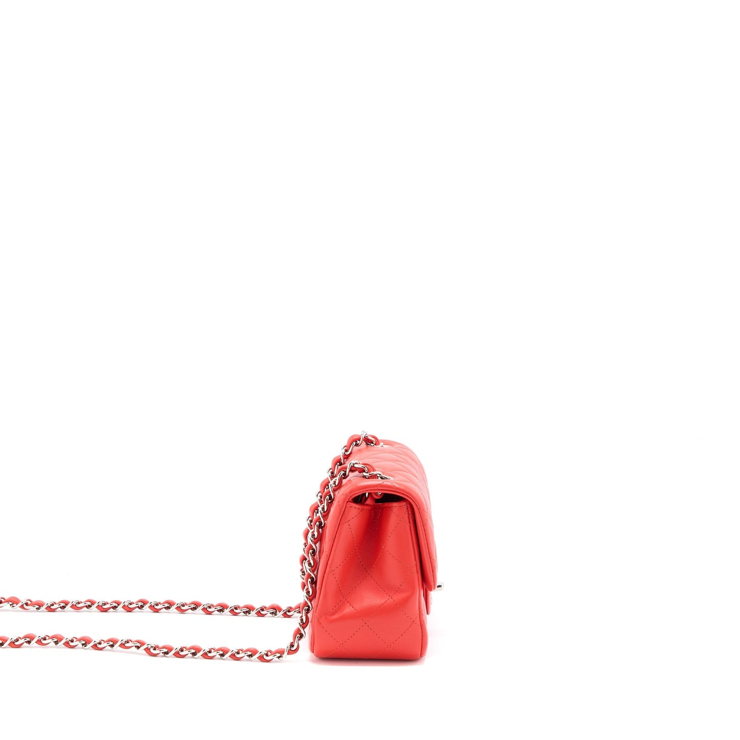 Chanel Mini Square Flap Bag Lambskin Orange Red