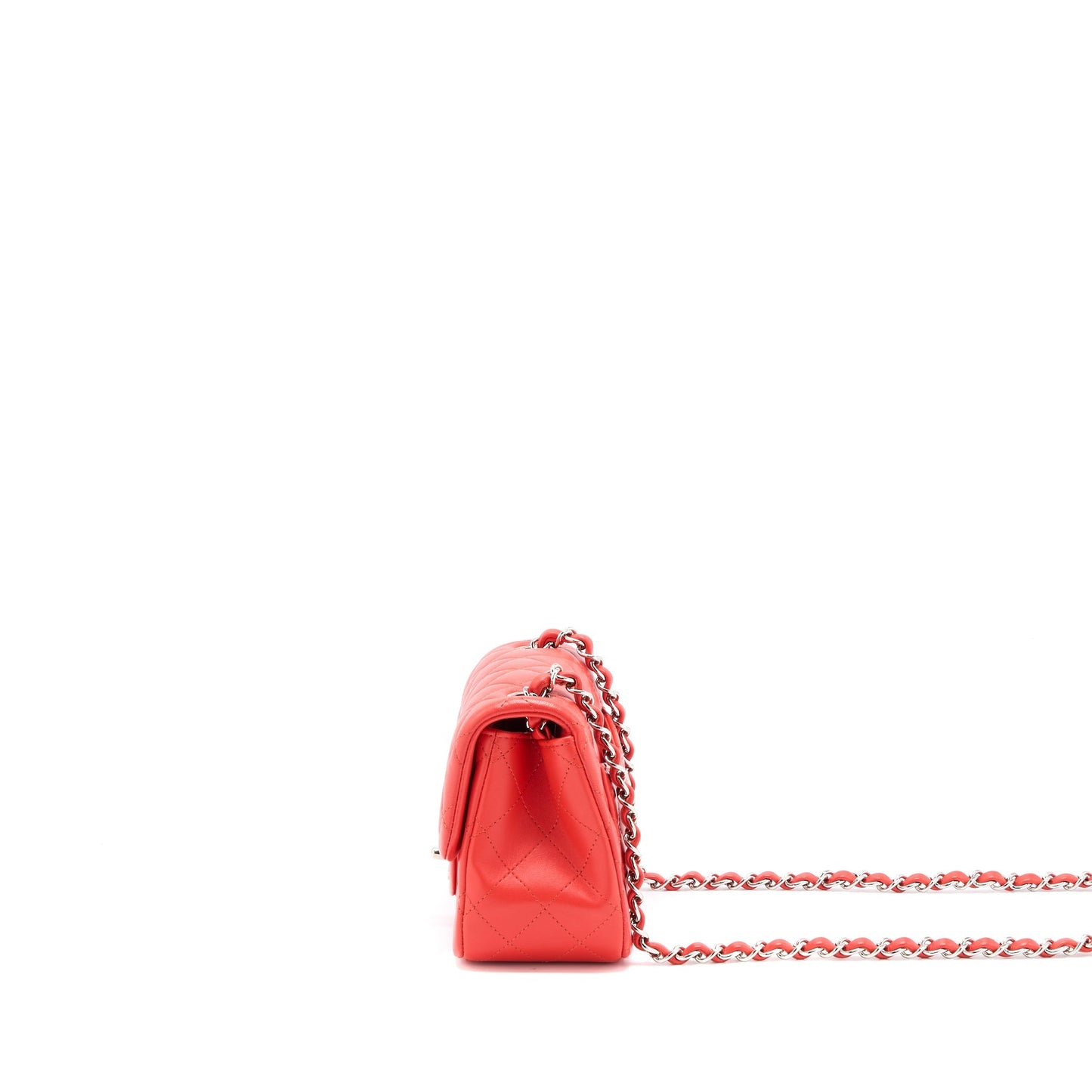 Chanel Mini Square Flap Bag Lambskin Orange Red