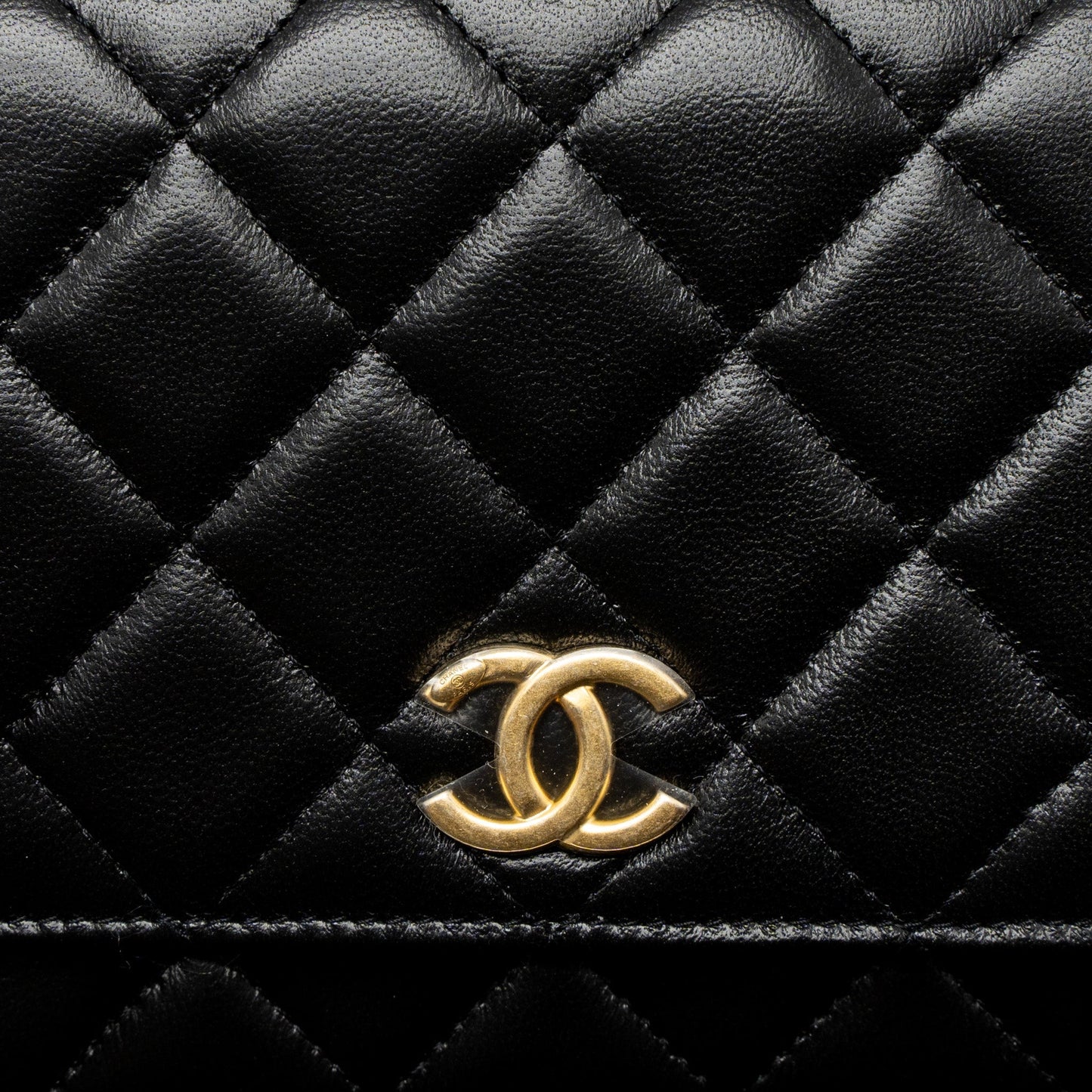 Chanel Detail Top Handle Wallet On Chain Lambskin Black Brushed  (Microchip)