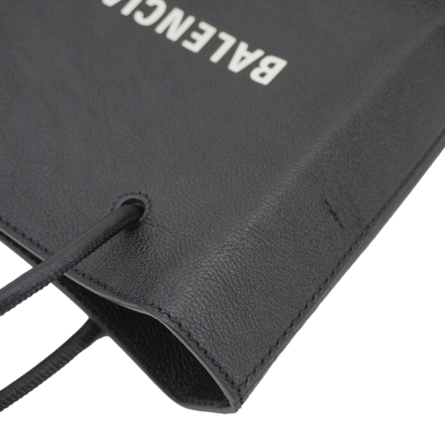 BALENCIAGA Leather Shopping Tote Shoulder Bag Black