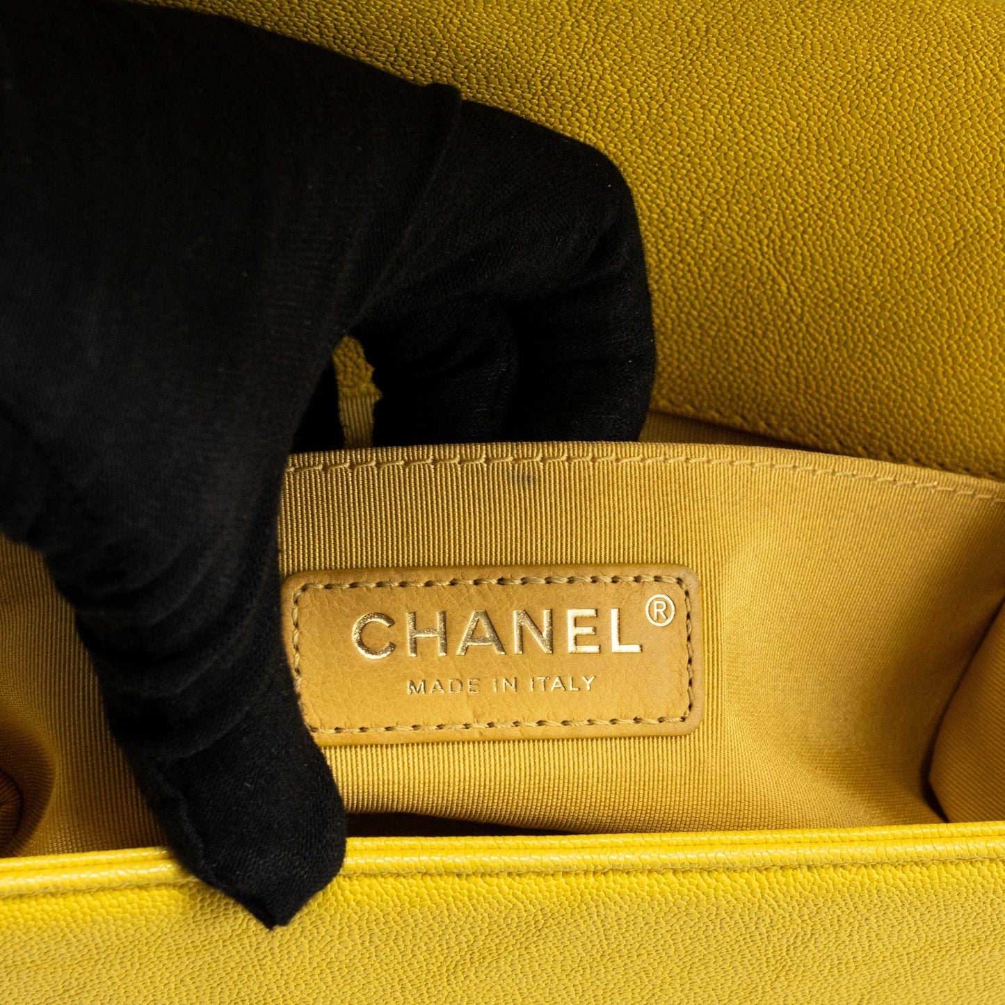 Chanel Small Boy Bag Grain Calfskin Yellow