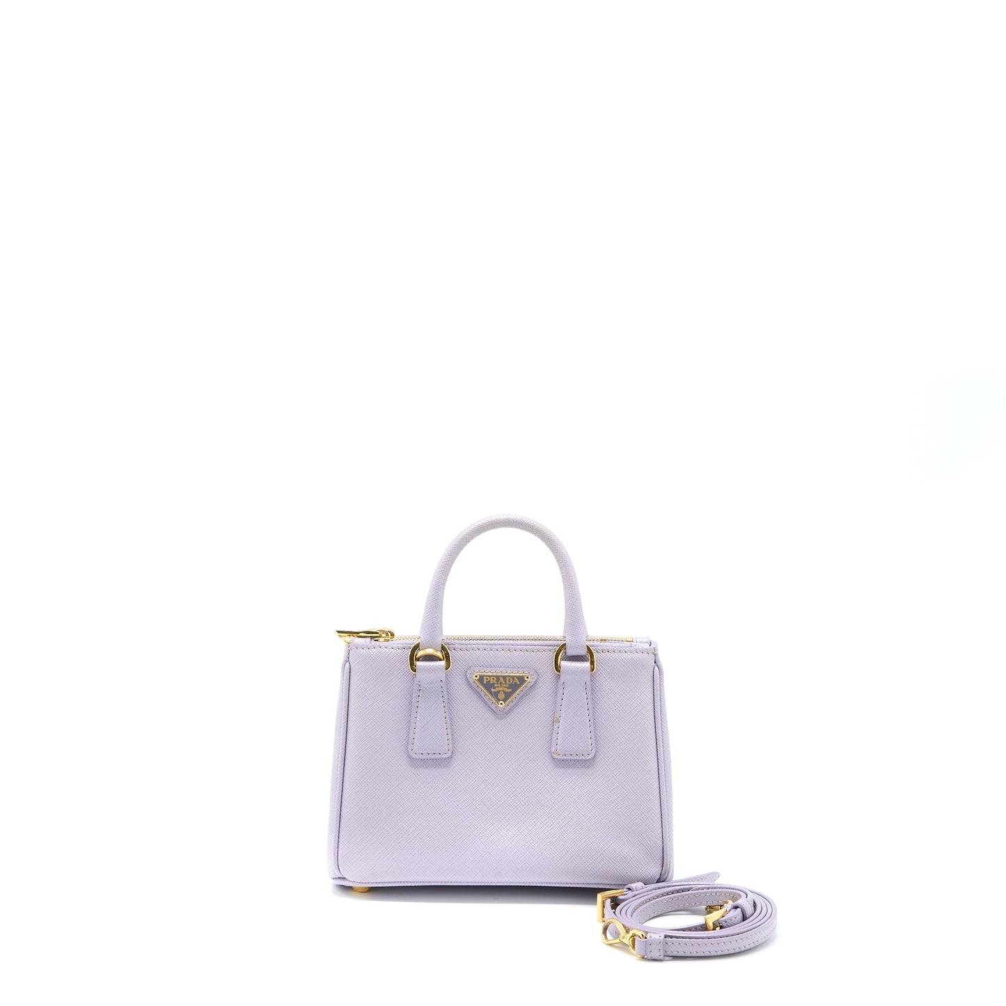 Prada Galleria Saffiano Mini Purse Leather Light Purple