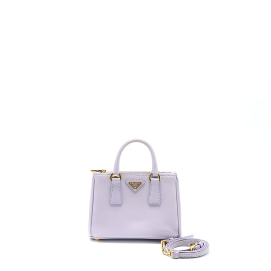Prada Galleria Saffiano Mini Purse Leather Light Purple