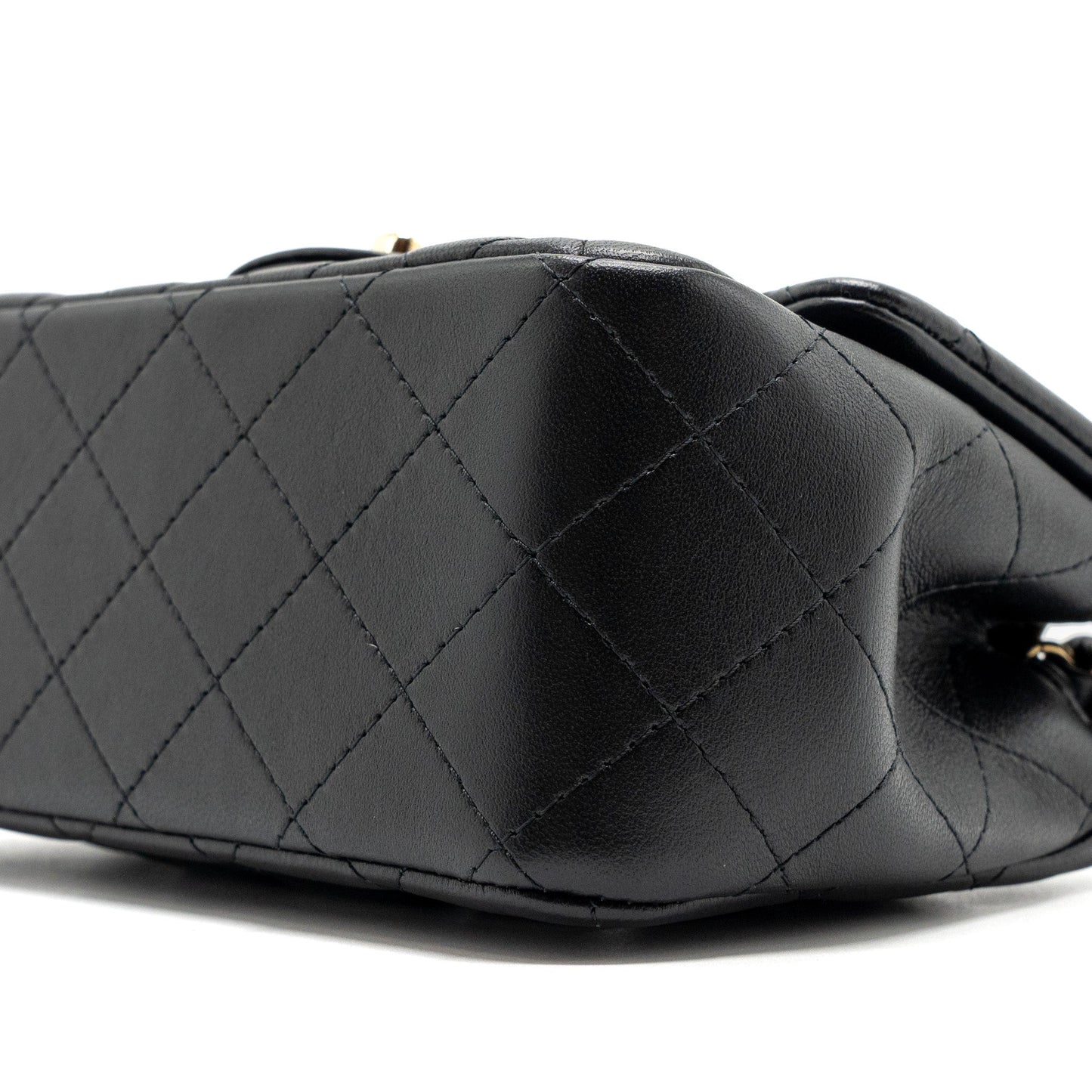 Chanel Mini Square Flap Bag Lambskin Black  (Microchip)