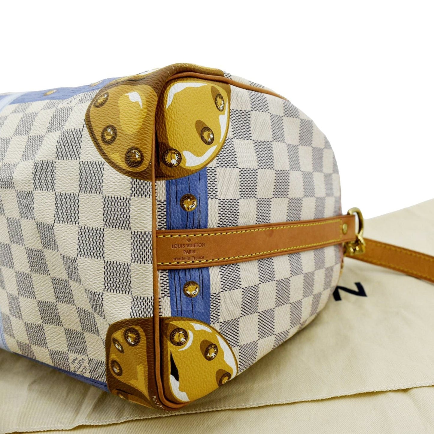 LOUIS VUITTON Summer Trunks  Damier Azur Satchel Shoulder Bag White
