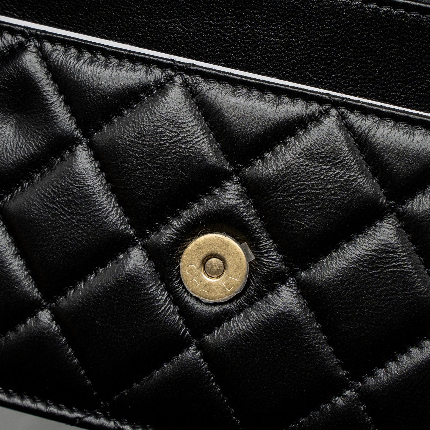 Chanel Detail Top Handle Wallet On Chain Lambskin Black Brushed  (Microchip)